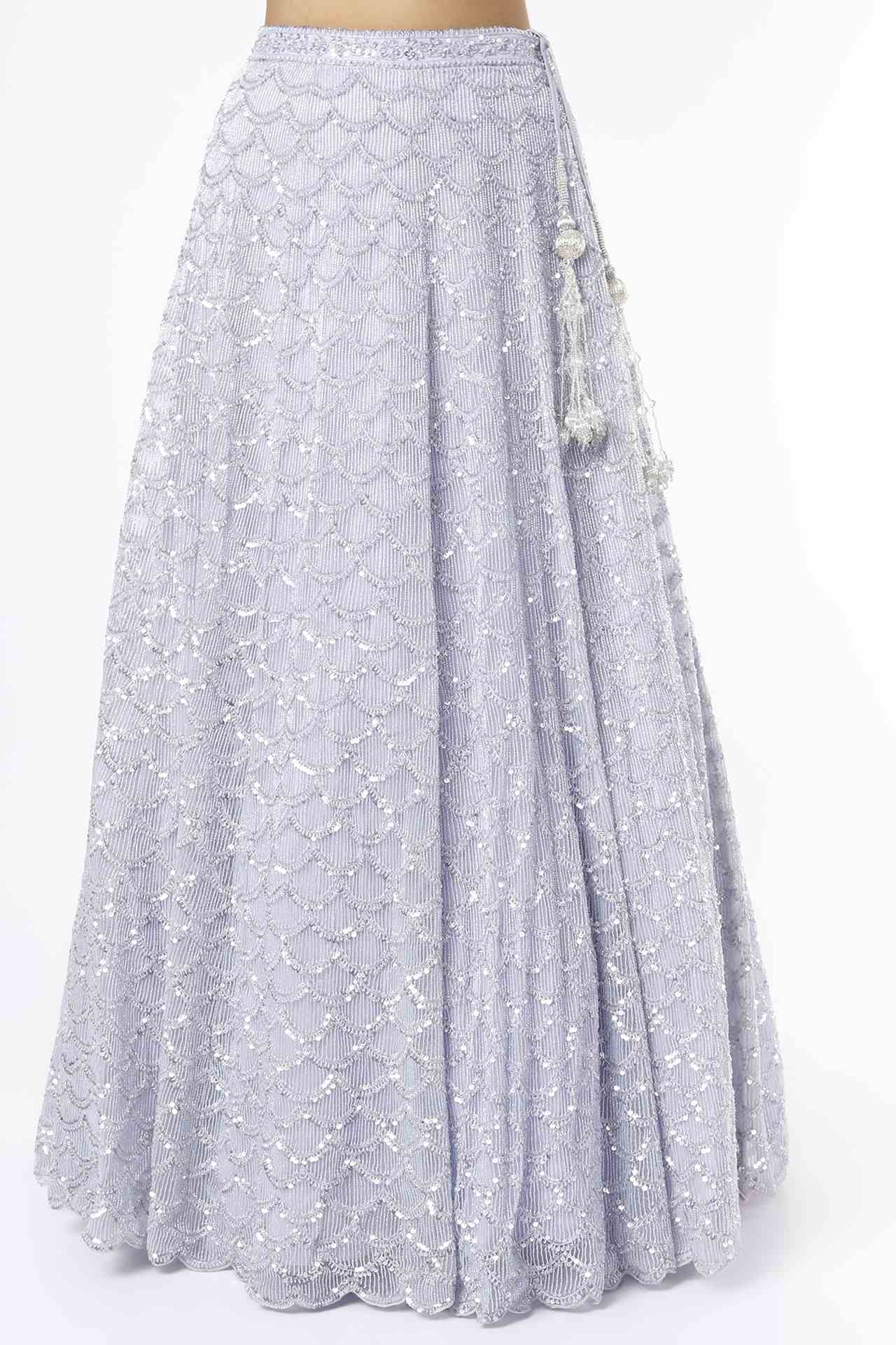 Ice Blue Embroidered Lehenga Set
