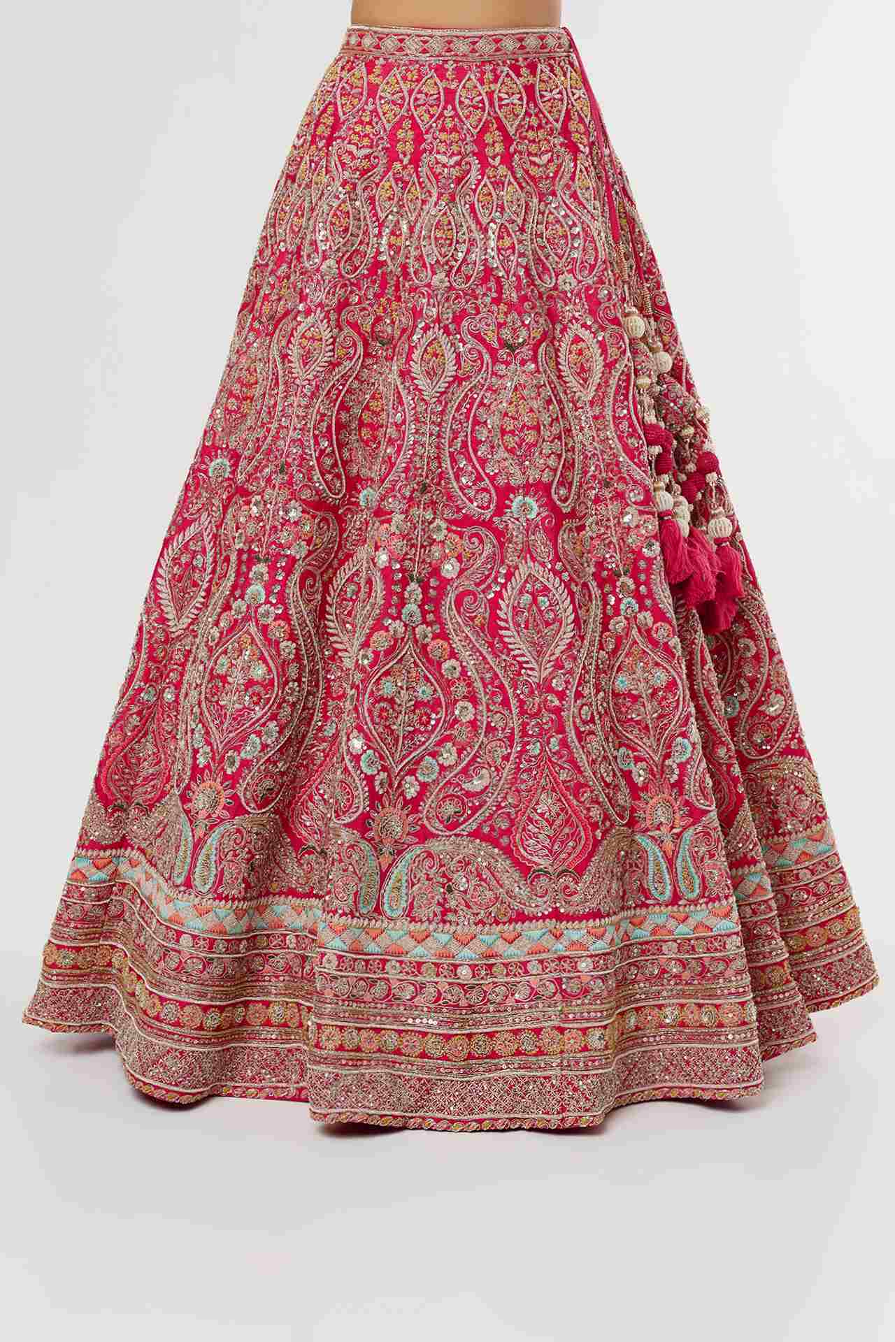 Fuschia Silk Embroidered Meghna Lehenga Set