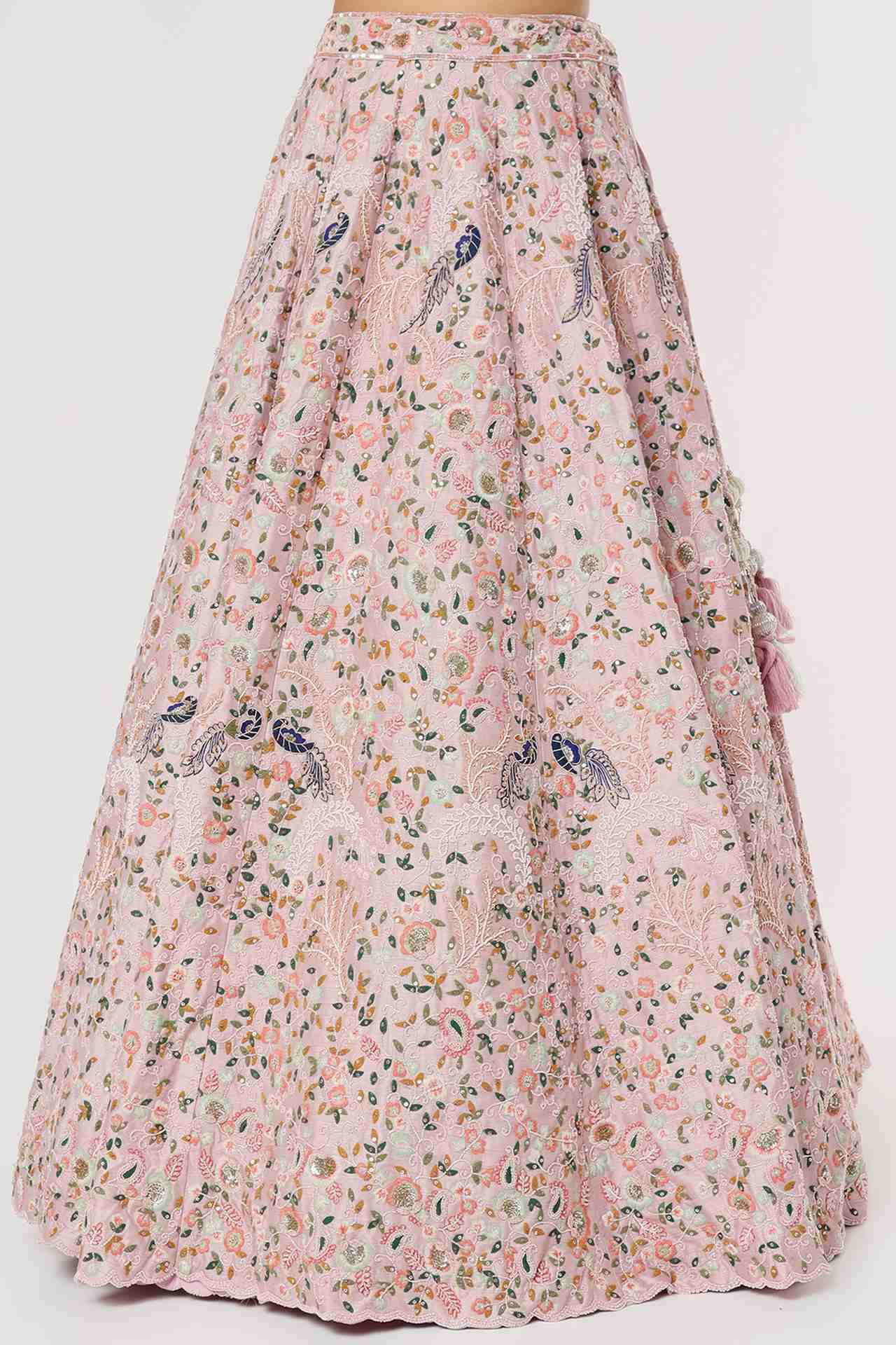 Blush Pink Raw Silk Embroidered Grace Lehenga Set