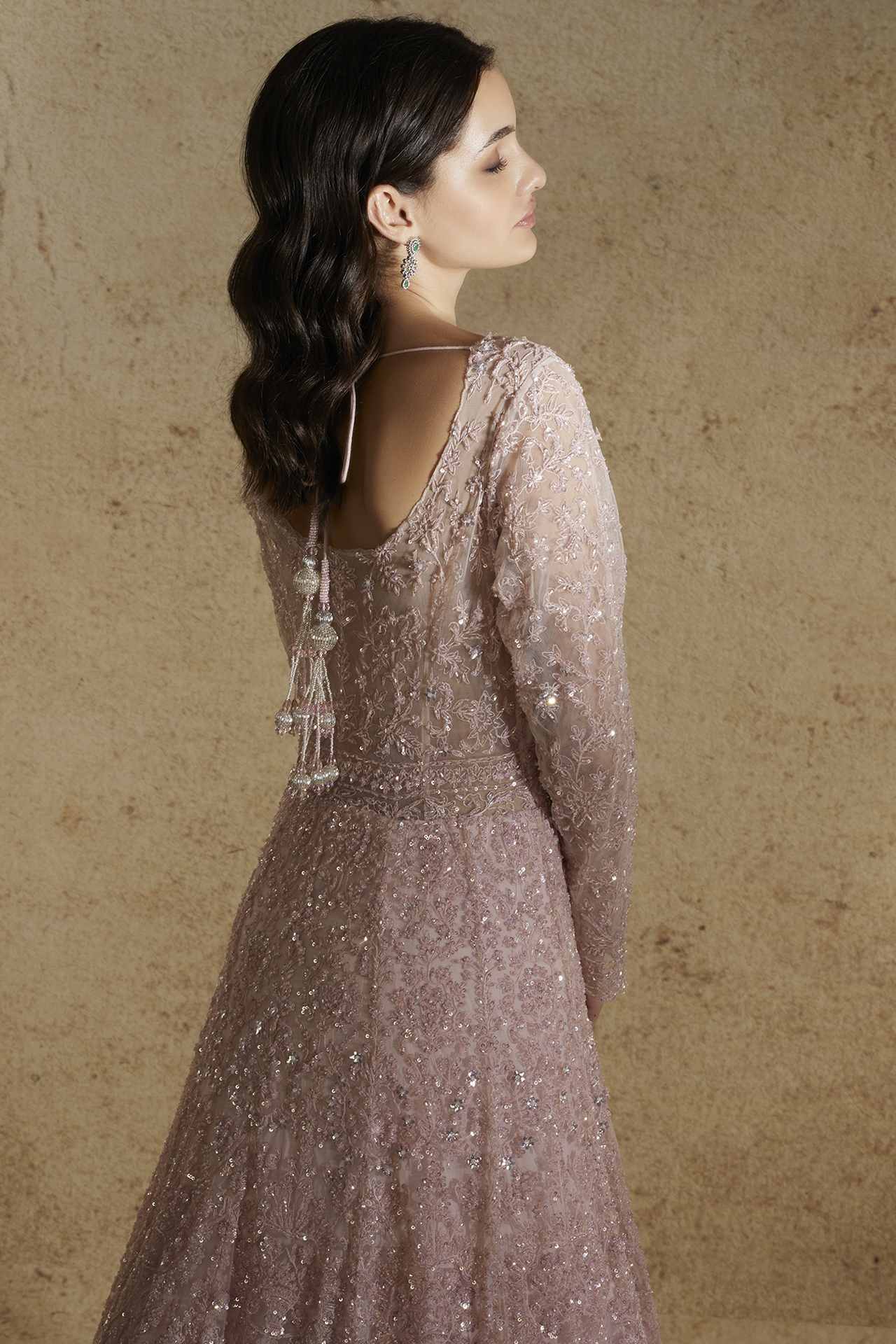 Mauve Hand Embellished Kahkashan Gown