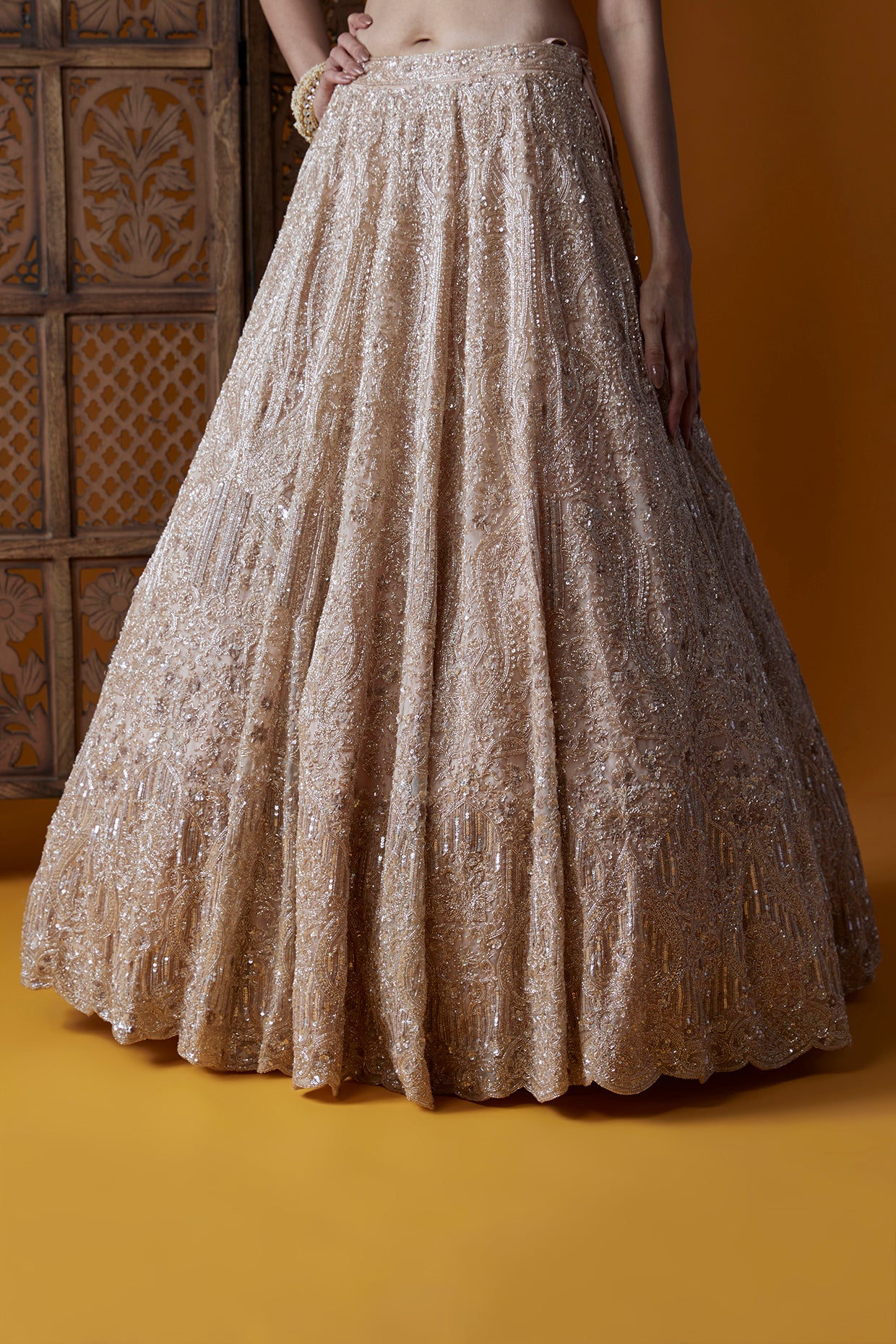 Pink Organza Embellished Lehenga Set