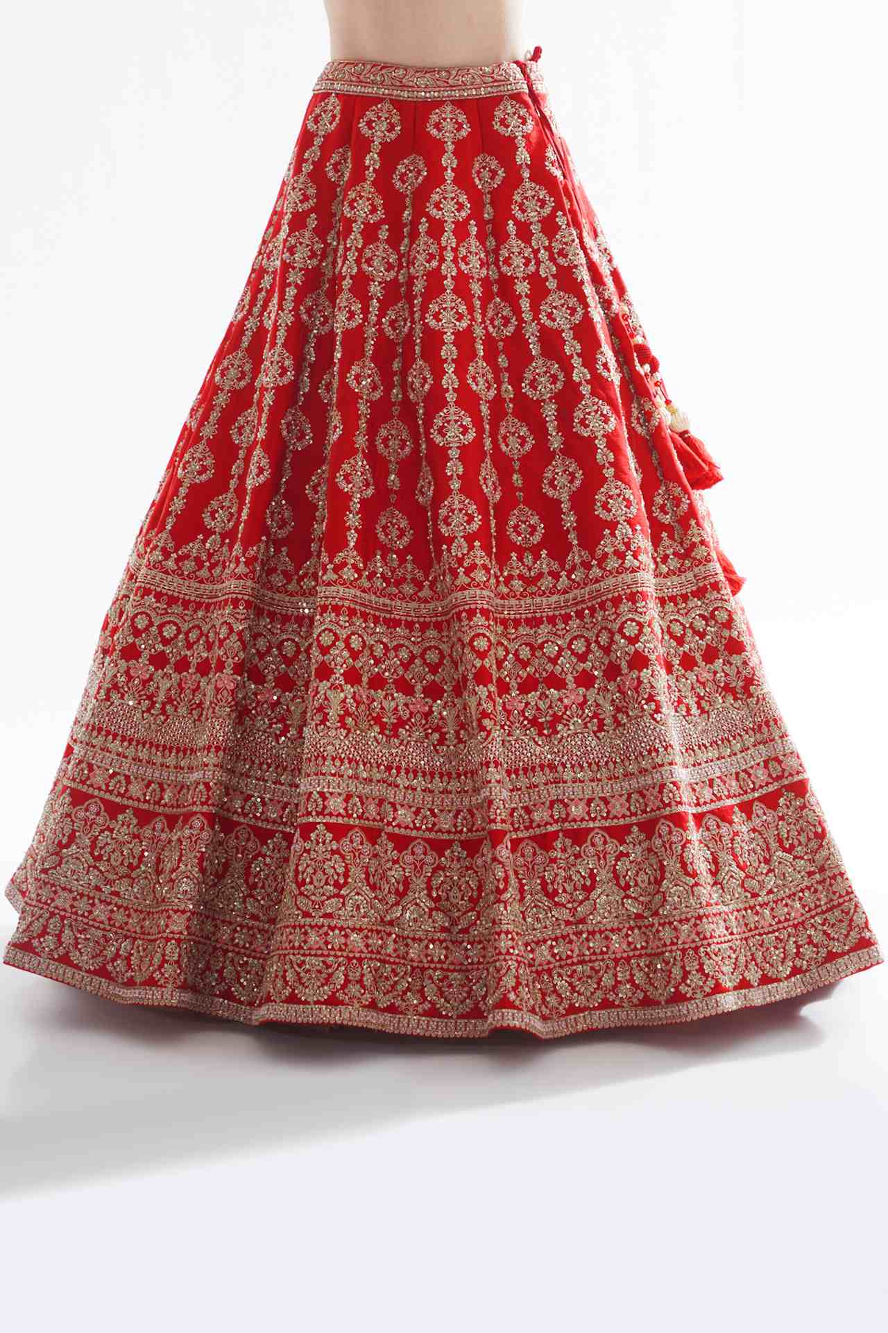 Red Raw Silk Zardosi Embroidered Bhavna Lehenga Set