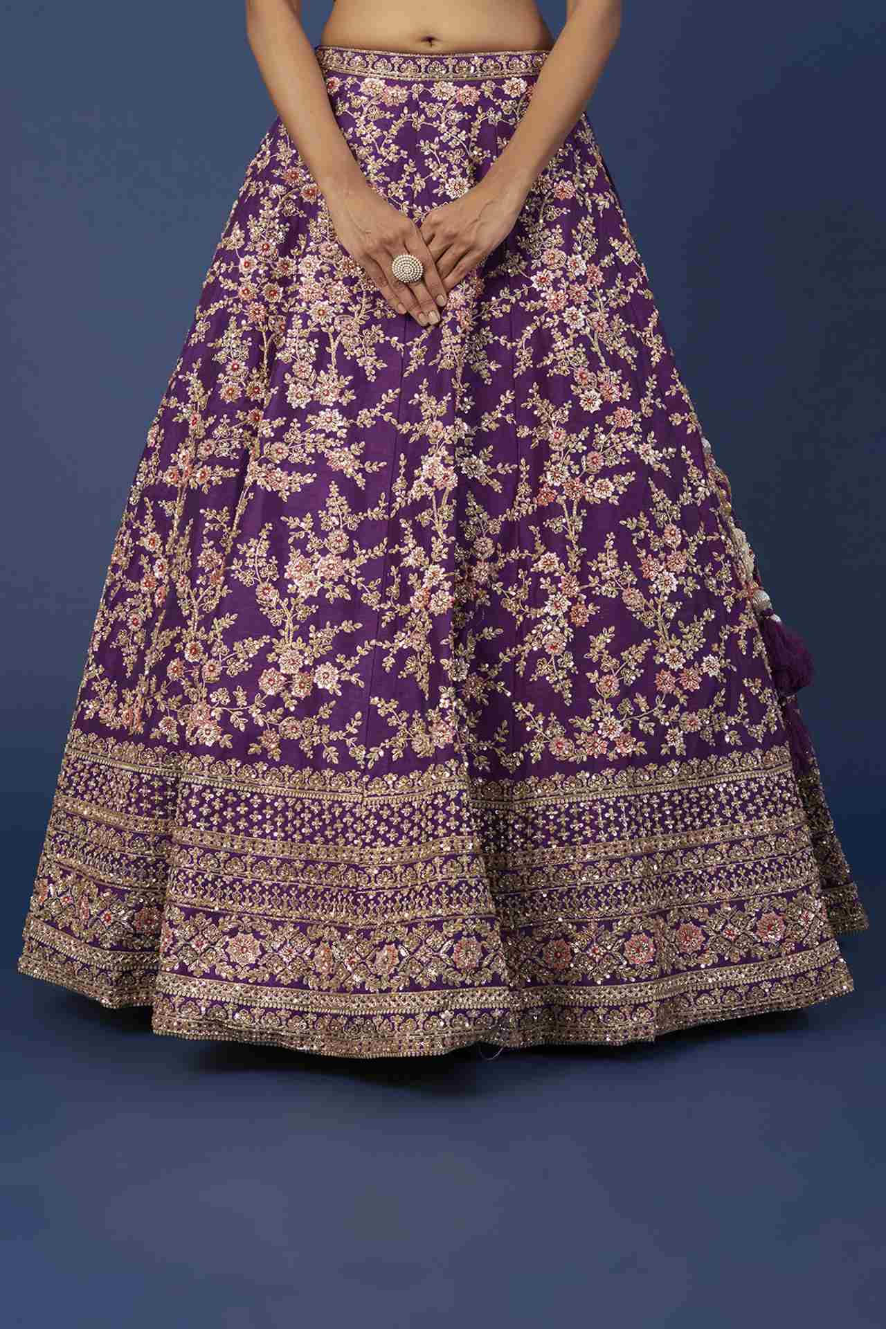 Purple Embellished Paheli Lehenga Set