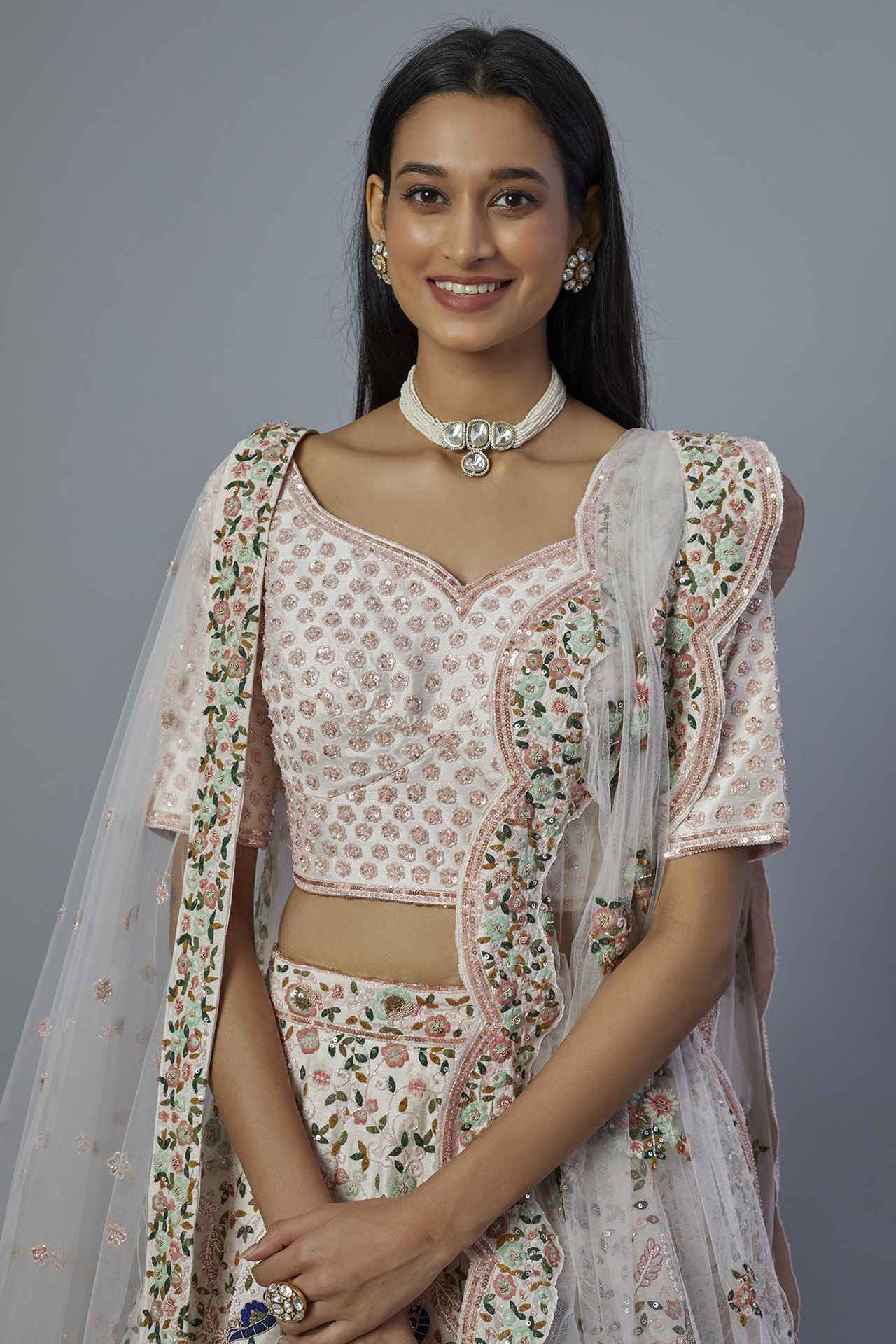 Ice Blue Embroidered Grace Lehenga Set