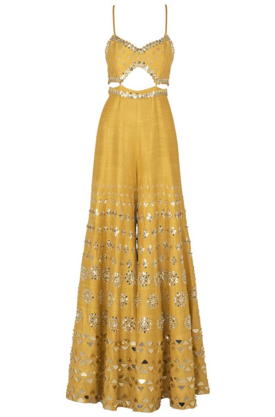 Hello? - Sunset Golden Yellow Embellished Jumpsuit