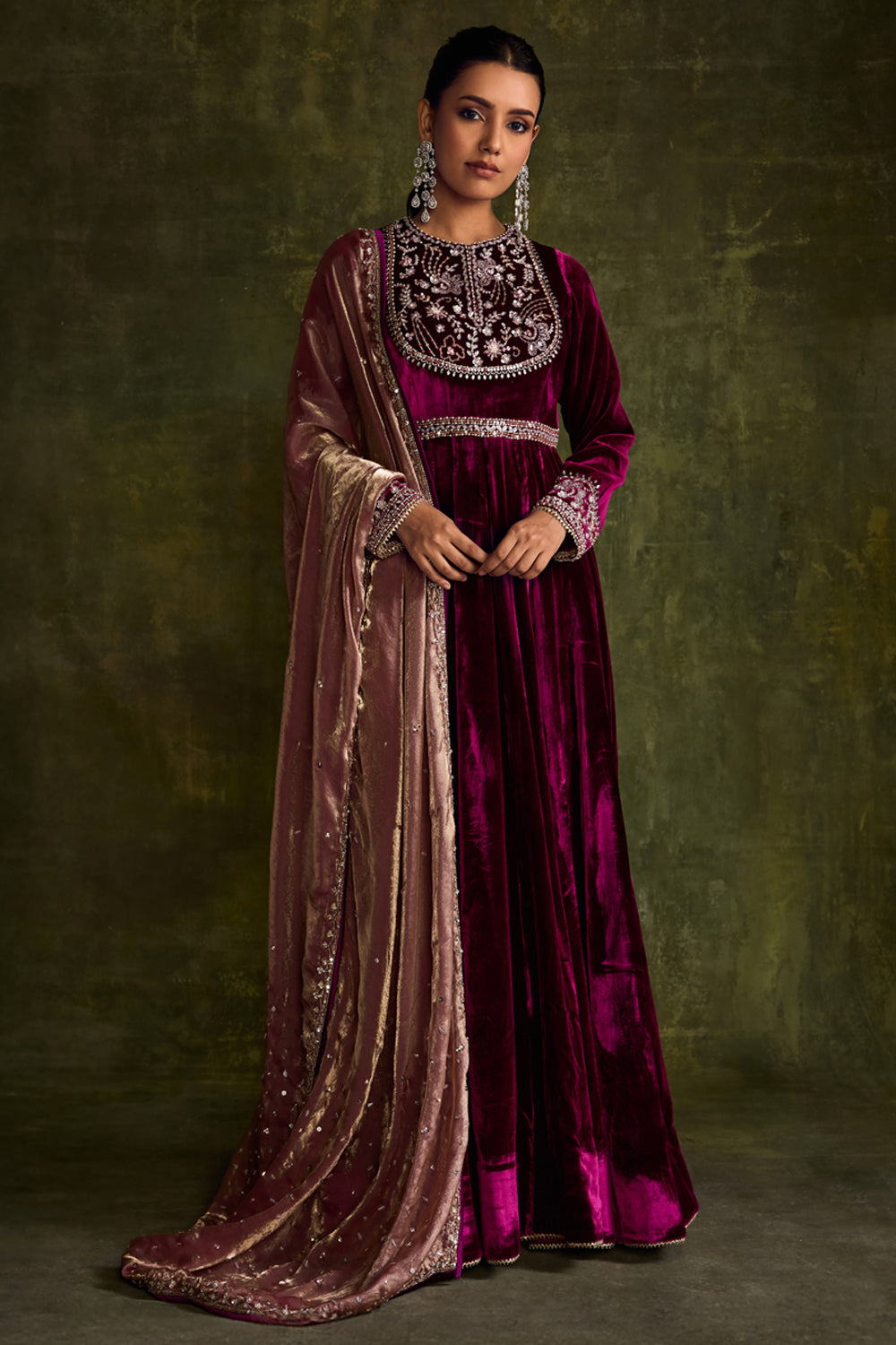 Mulberry Velvet Anarkali