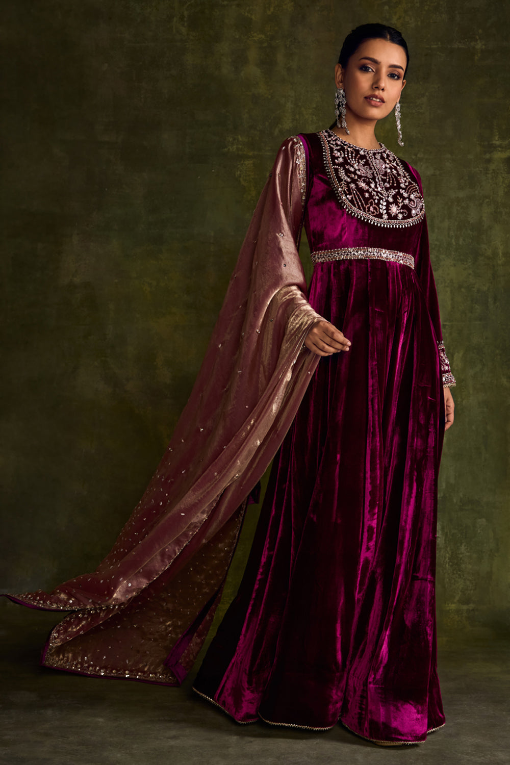 Mulberry Velvet Anarkali