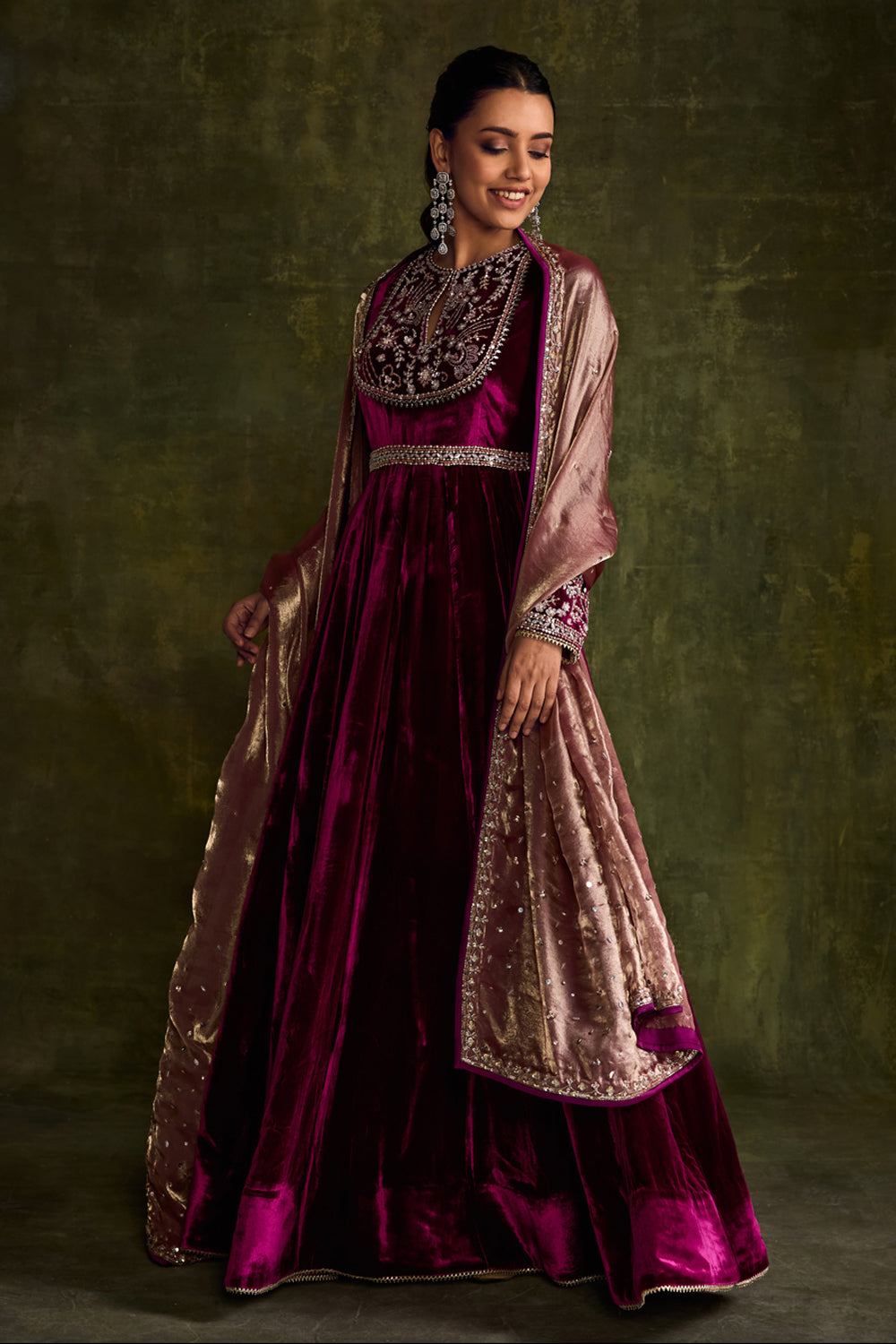 Mulberry Velvet Anarkali