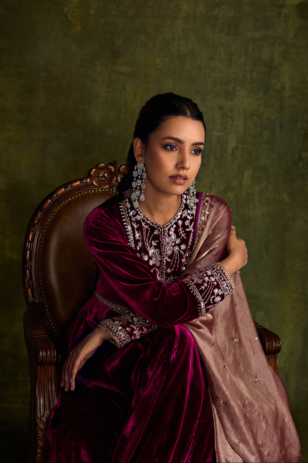 Mulberry Velvet Anarkali