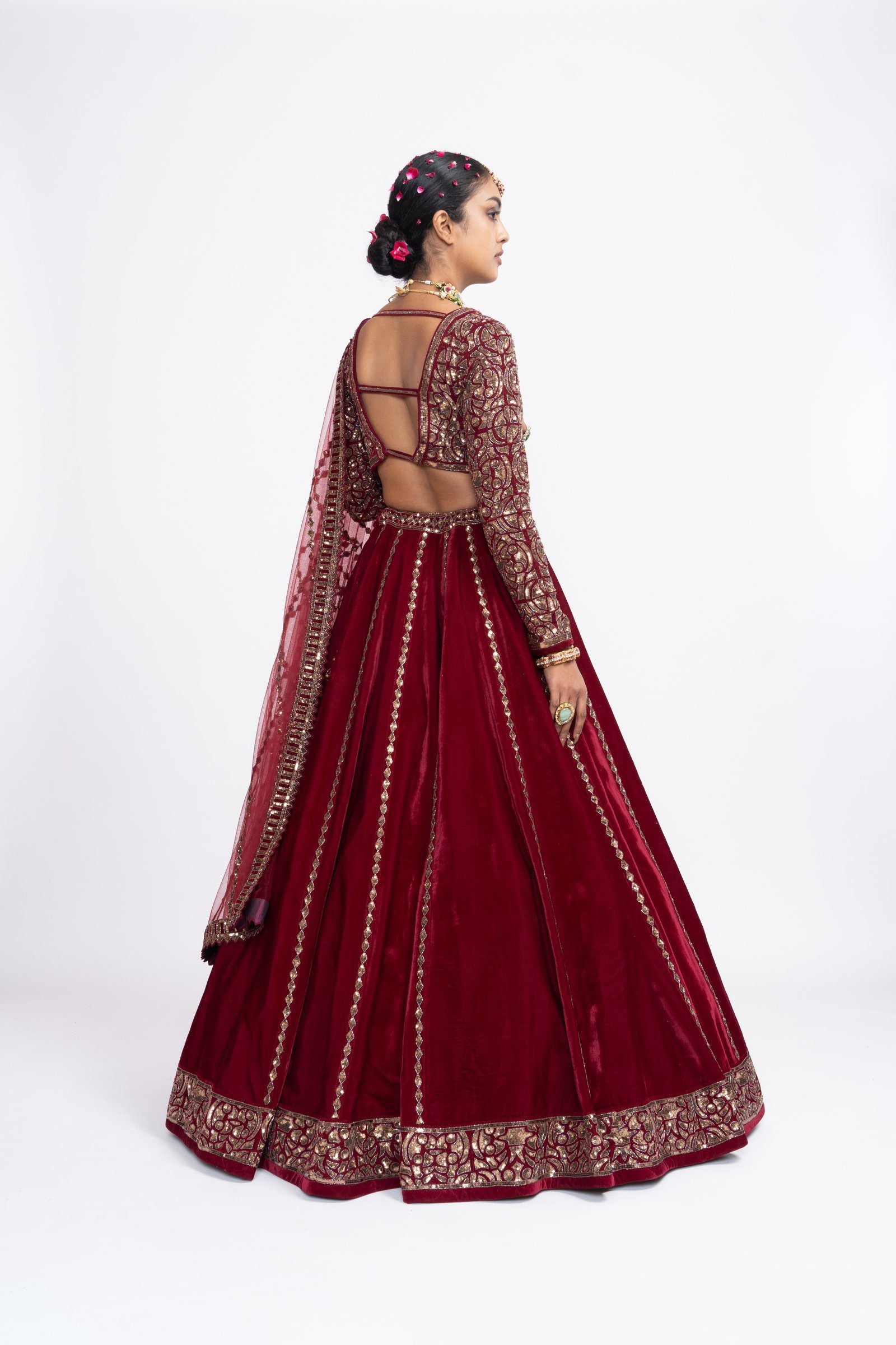 Vvani Vats,VAAW LH 2130,Mahroon Lehenga Set