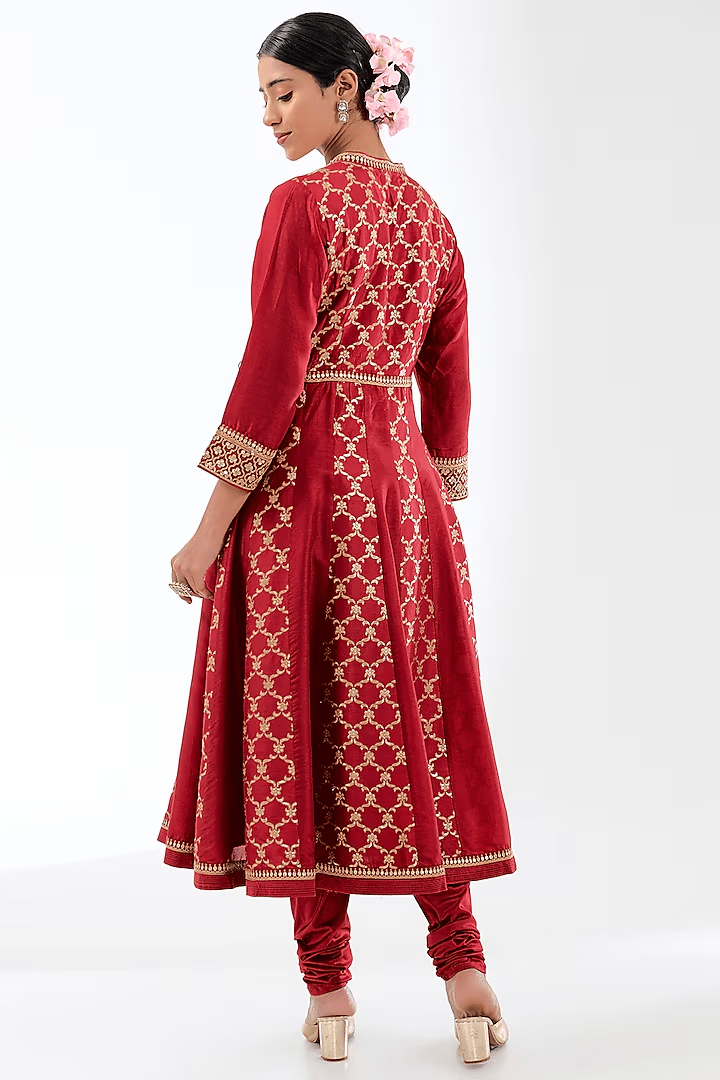 Marigold Brocade Fo Set With Churidar