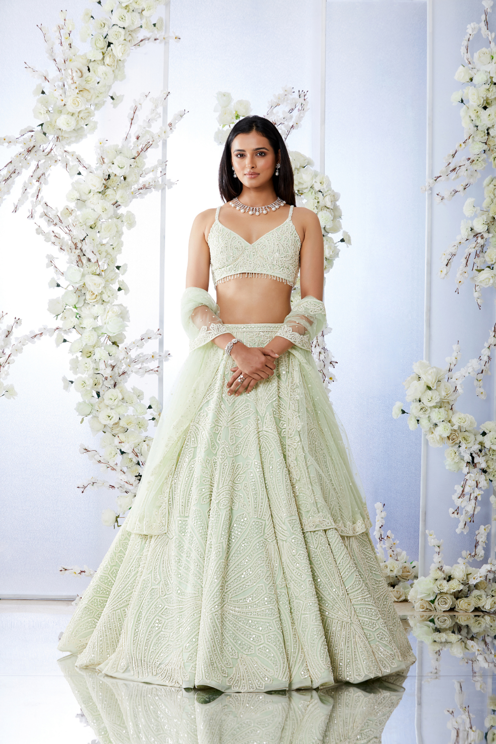 Mint Green Pearl Lehenga Set