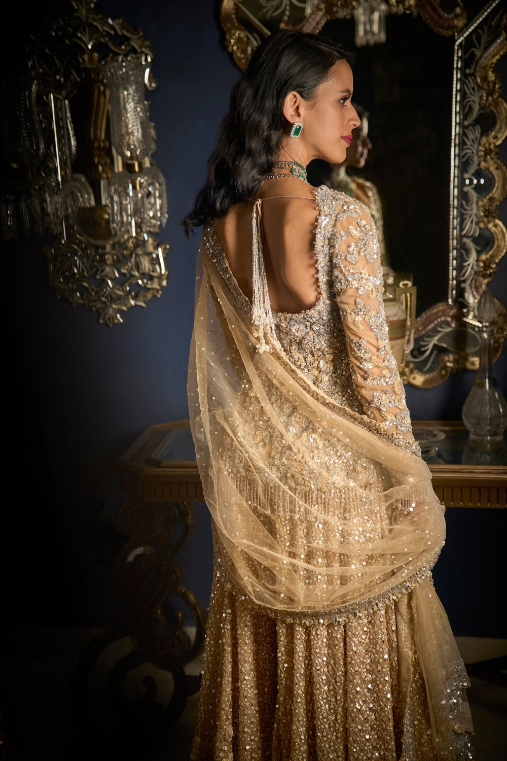 Nude Silver Sharara Set