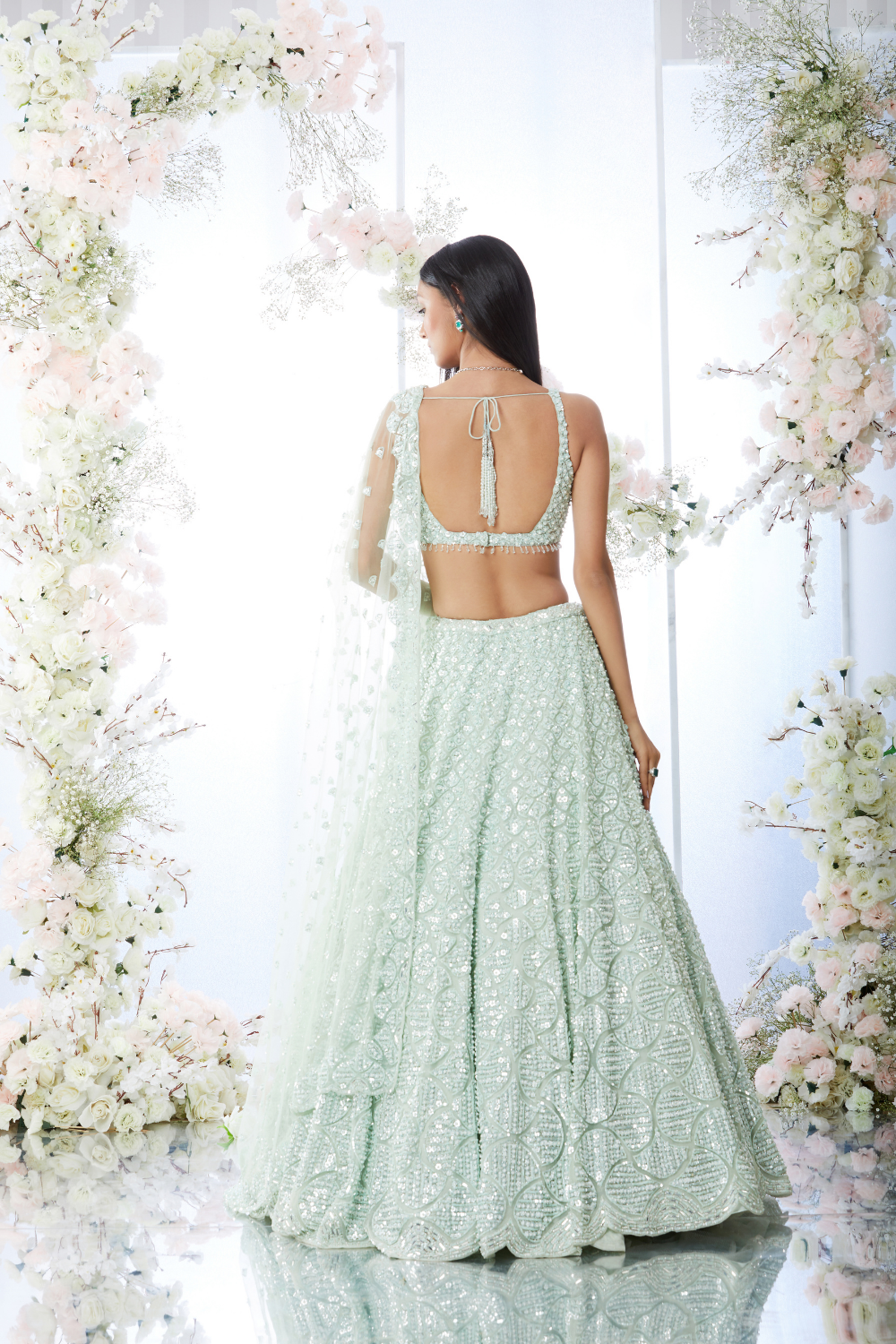 Mint Green Sequin Lehenga Set