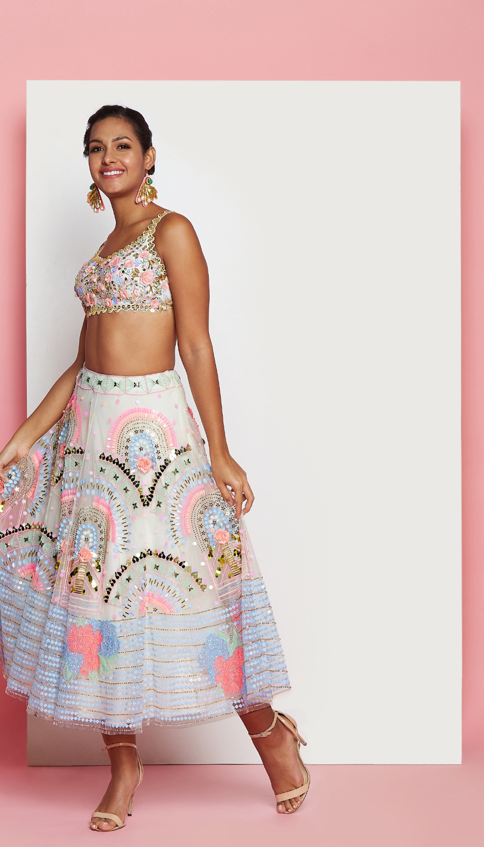 Aurora - Ivory Embellished Half Lehenga Set