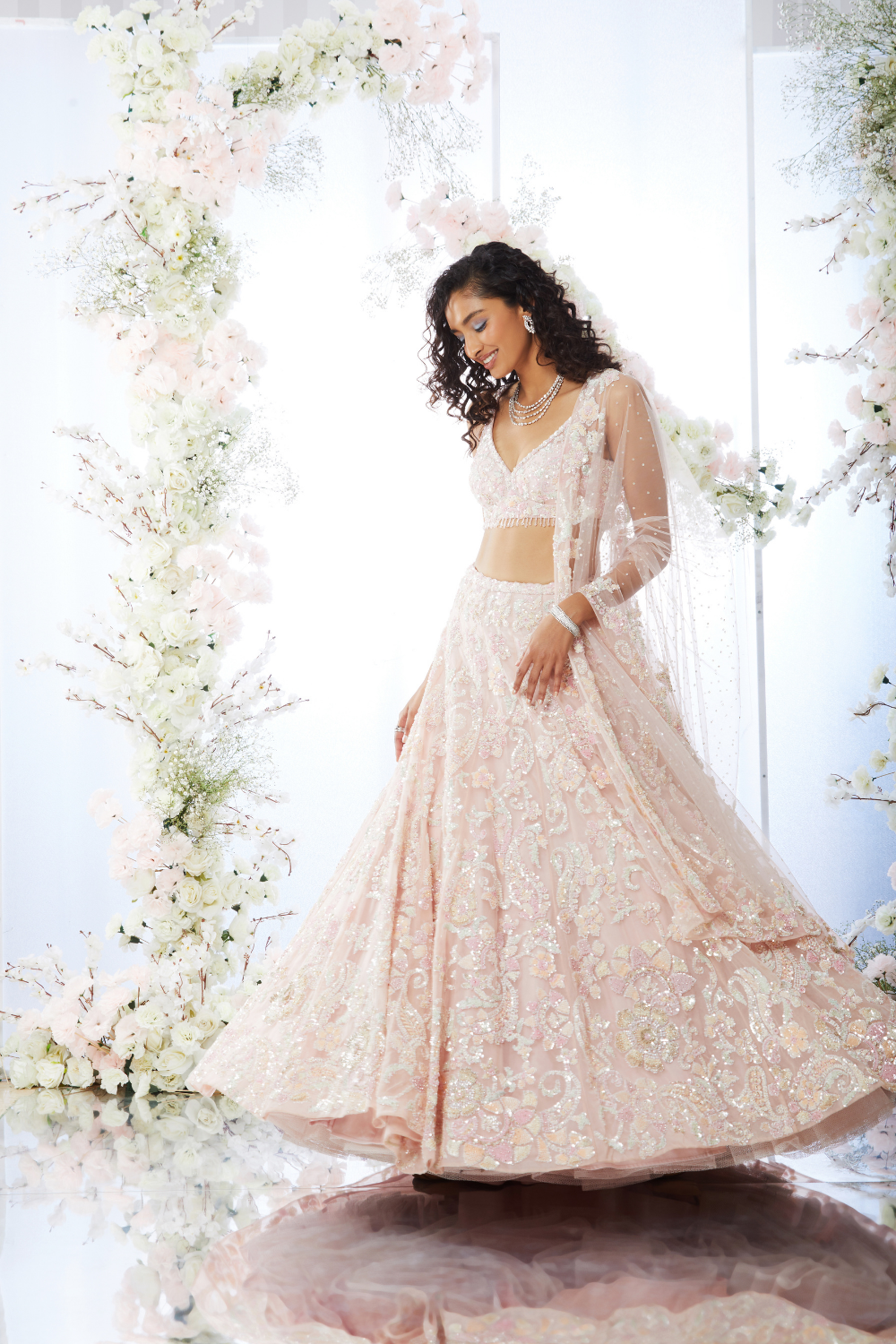 Blush Pink Sequin Lehenga Set