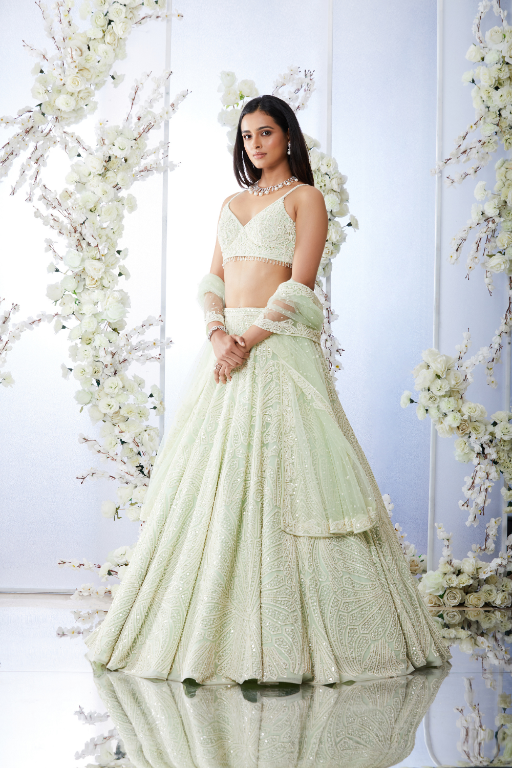 Mint Green Pearl Lehenga Set