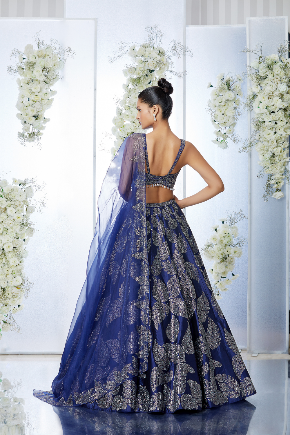 Navy Crystal Lehenga Set