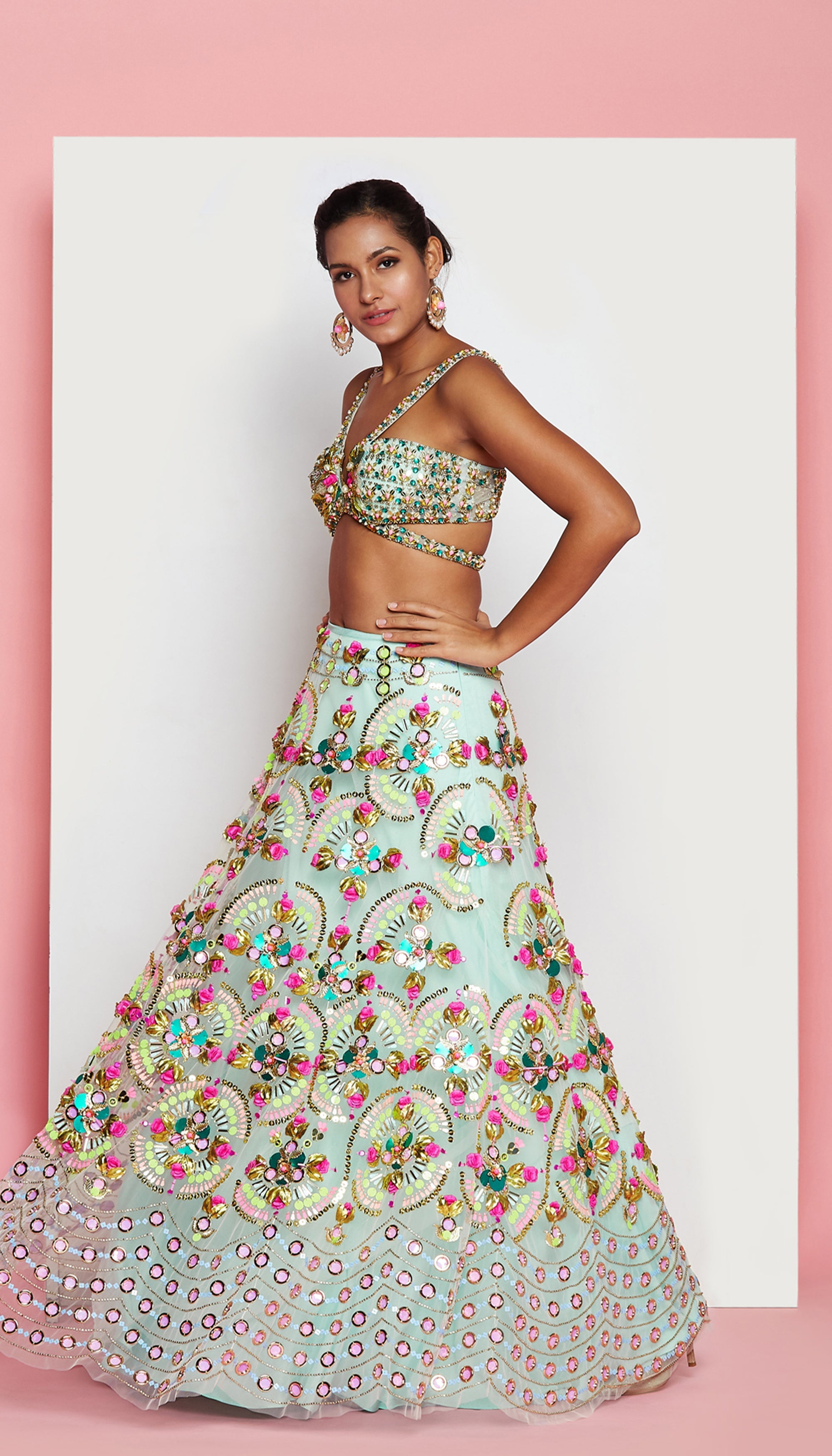 Rebel - Mint Green Embellished Lehenga Set