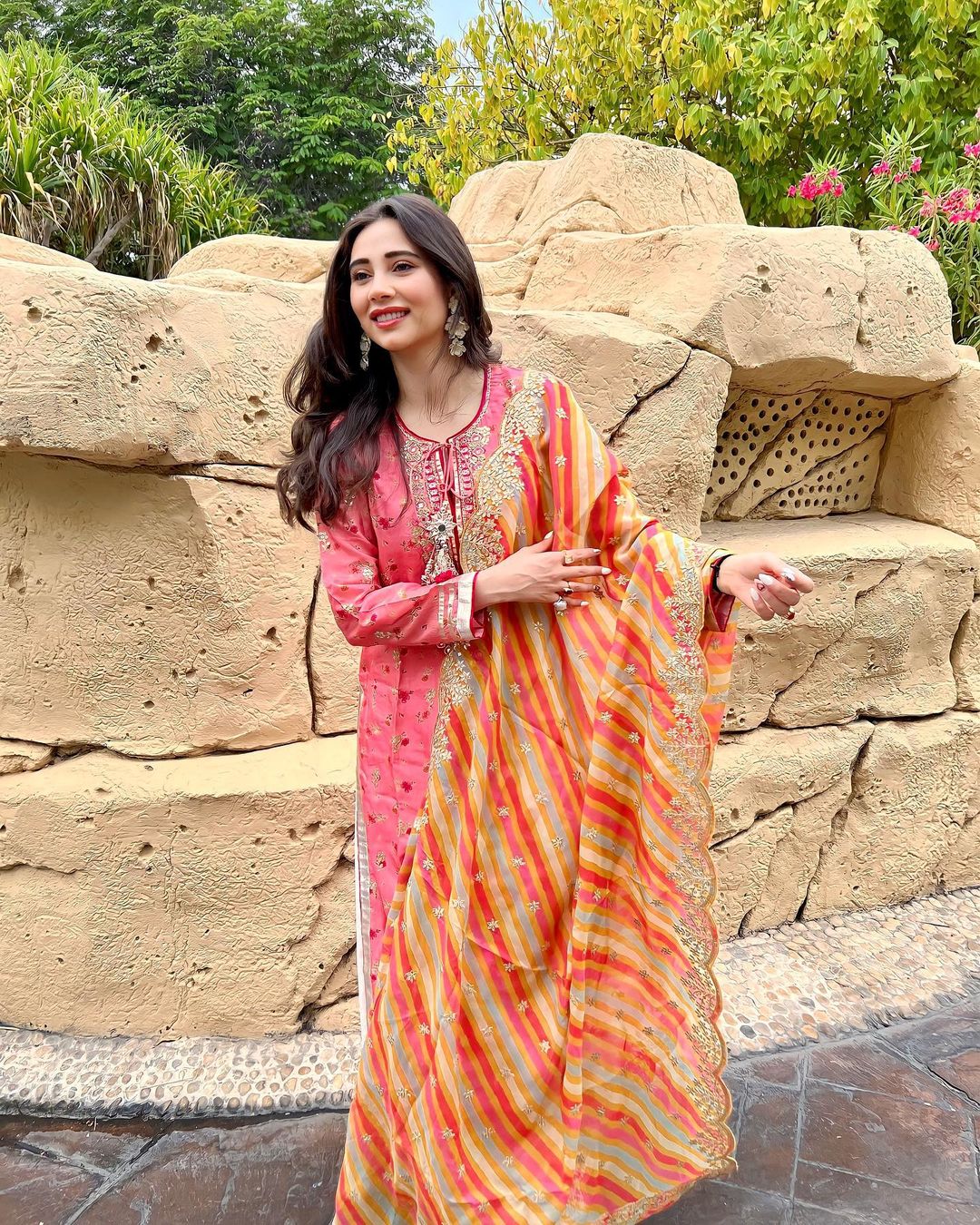 Zara Khan In Rashida Tunic Palazzo Set With Dupatta