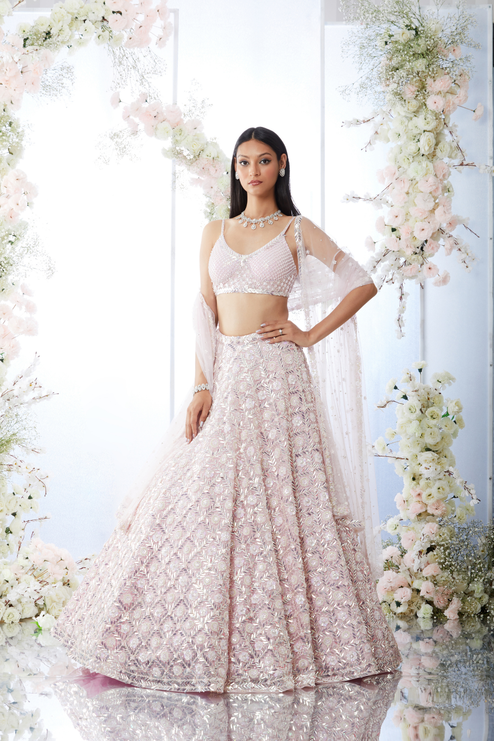 Soft Berry Checkered Lehenga Set