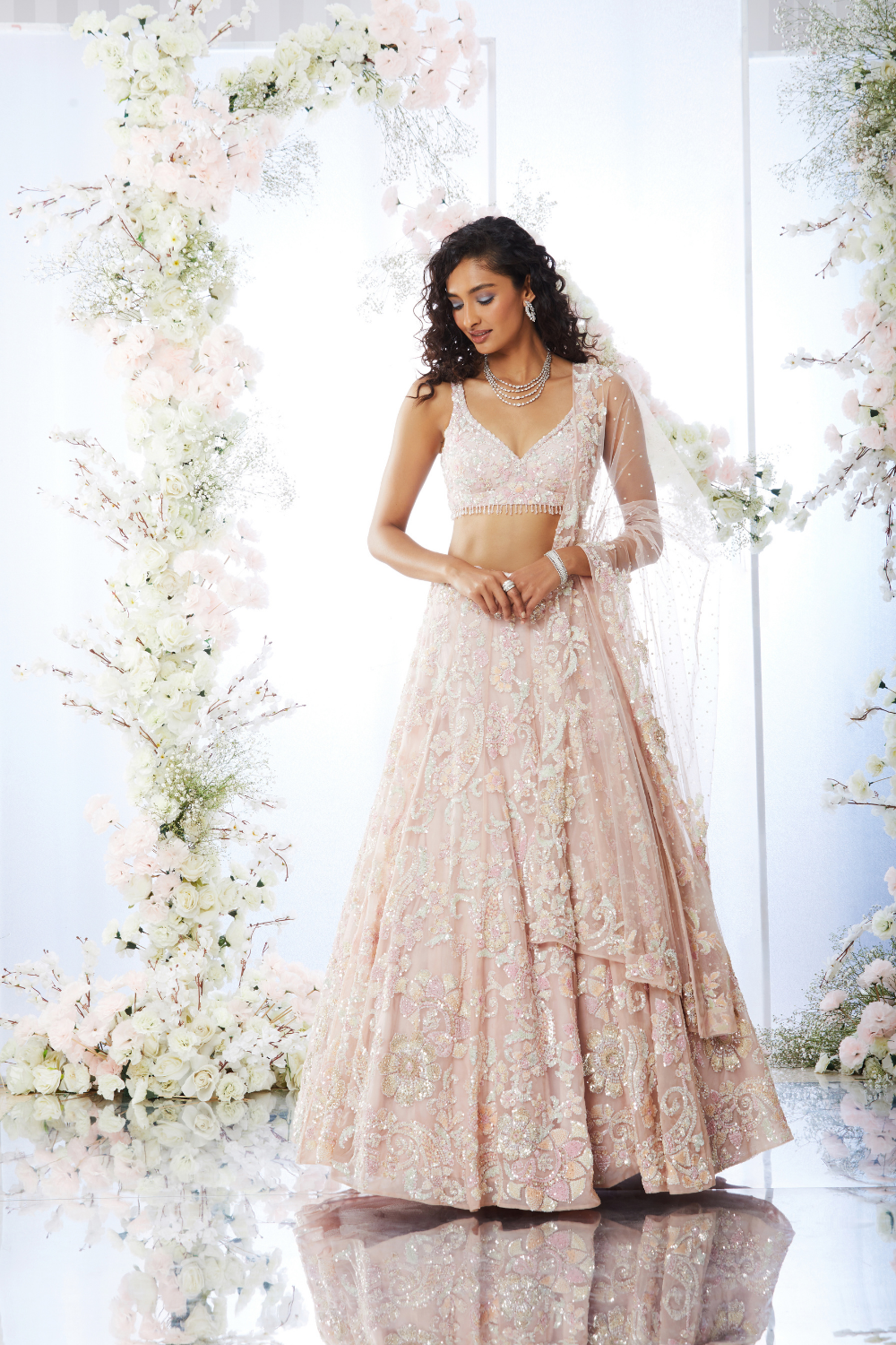 Blush Pink Sequin Lehenga Set