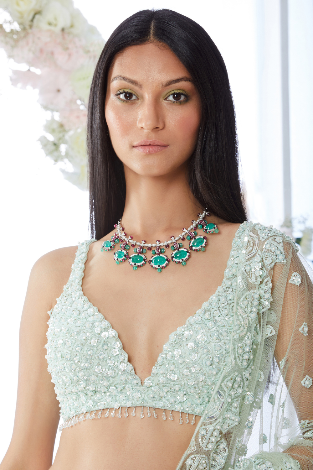 Mint Green Sequin Lehenga Set