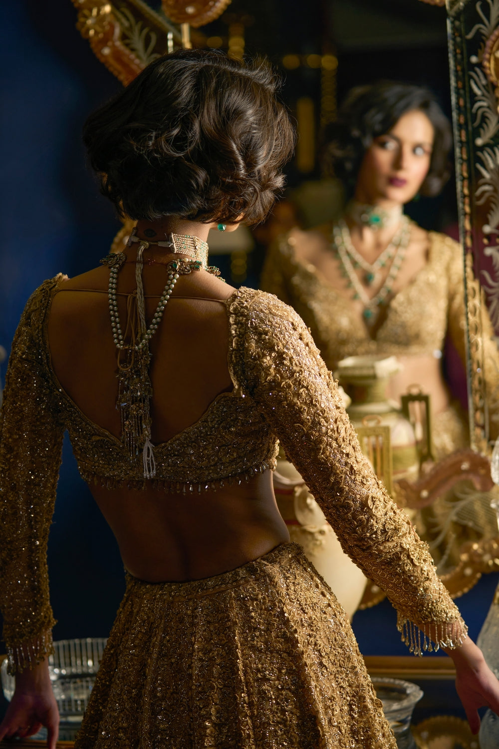 Gold Three-Dimensional Lehenga Set