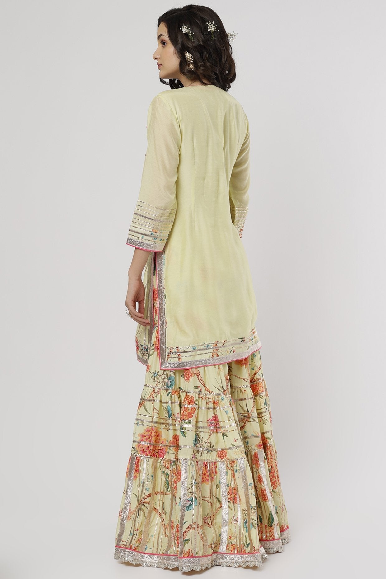 Kaner Long Kurta With Sharara