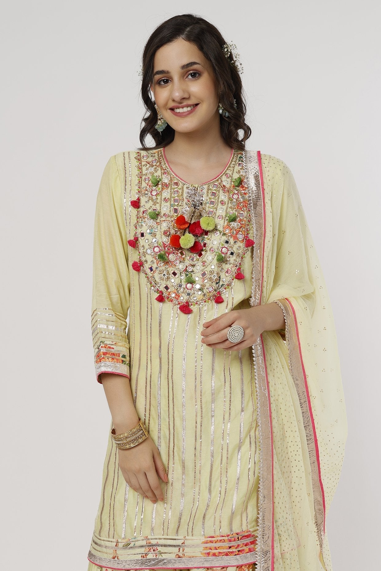 Kaner Long Kurta With Sharara