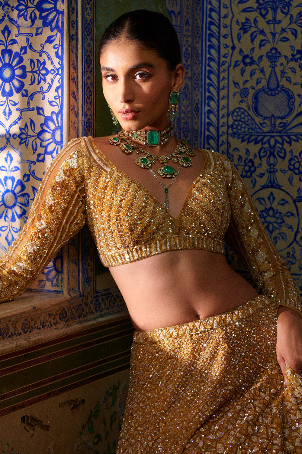 Gold Sequin Lehenga Set