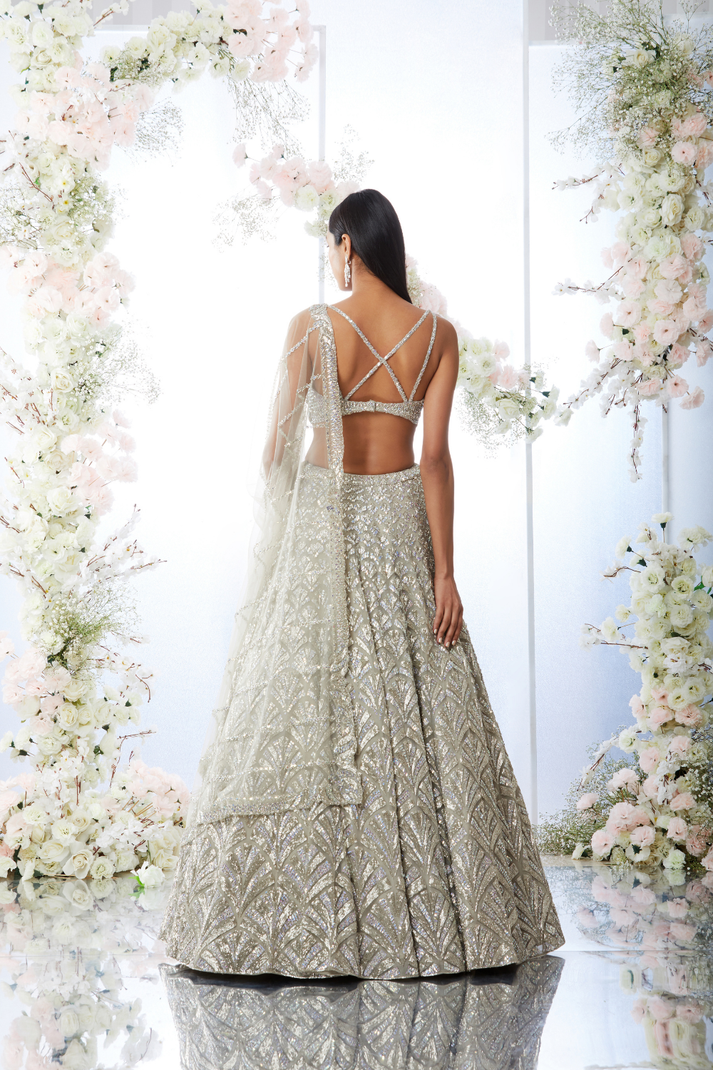 Silver Crystal Lehenga Set