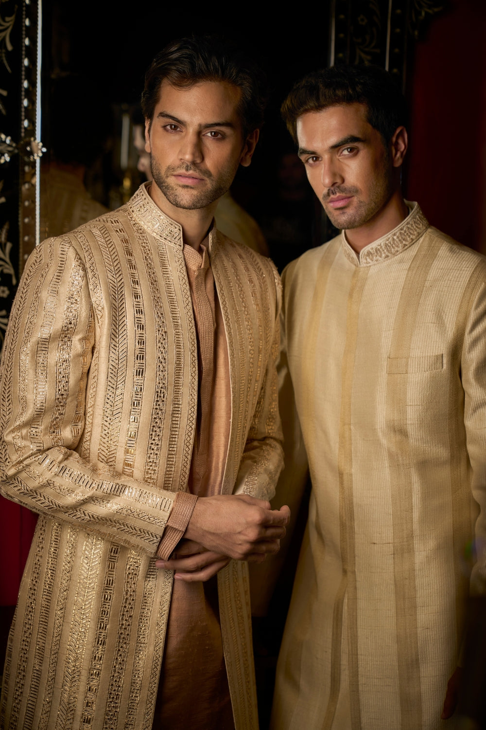 Rose Gold Open Sherwani Set