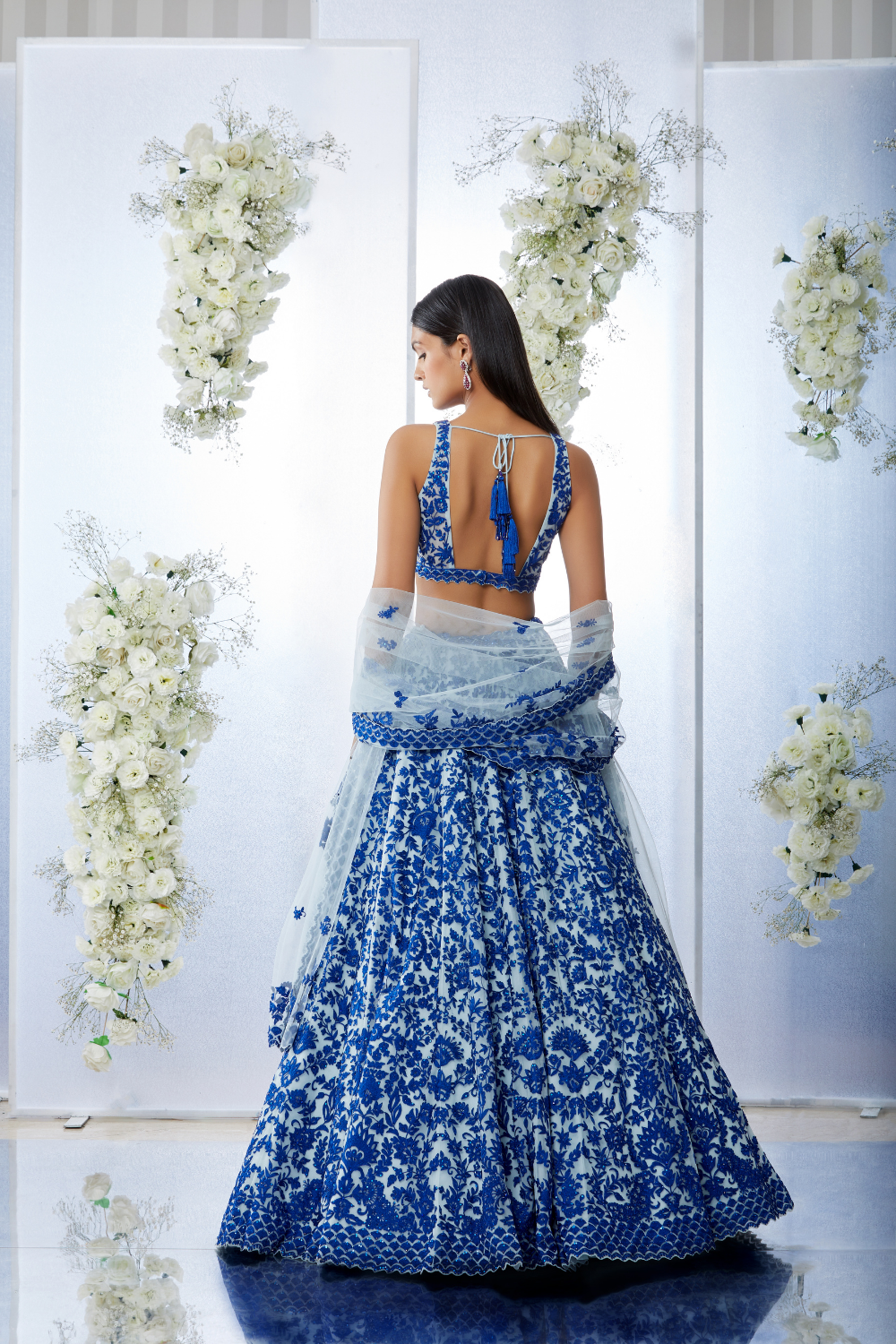 Blue On Blue Resham Work Lehenga Set