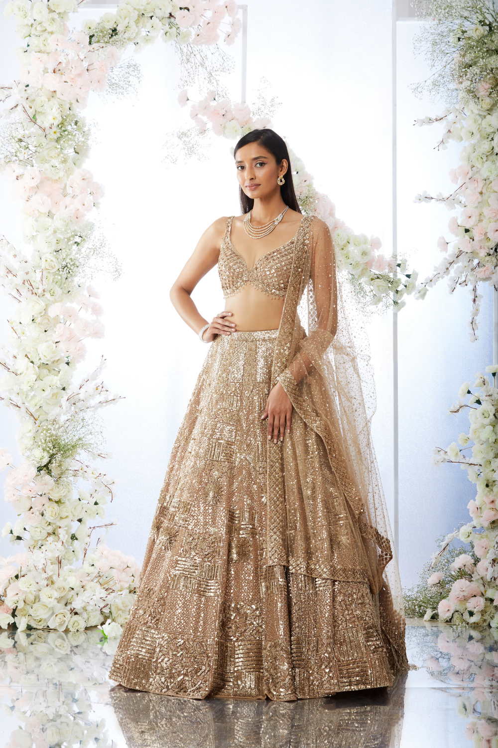 Biscotti Gold Sequin Lehenga Set