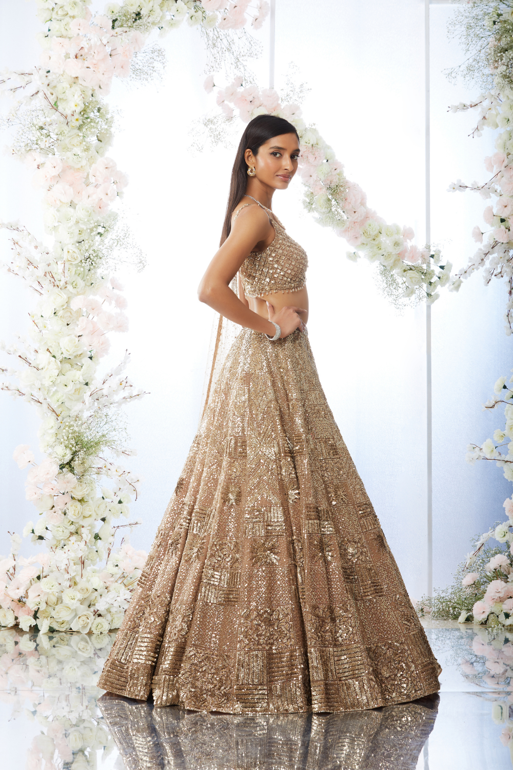 Biscotti Gold Sequin Lehenga Set