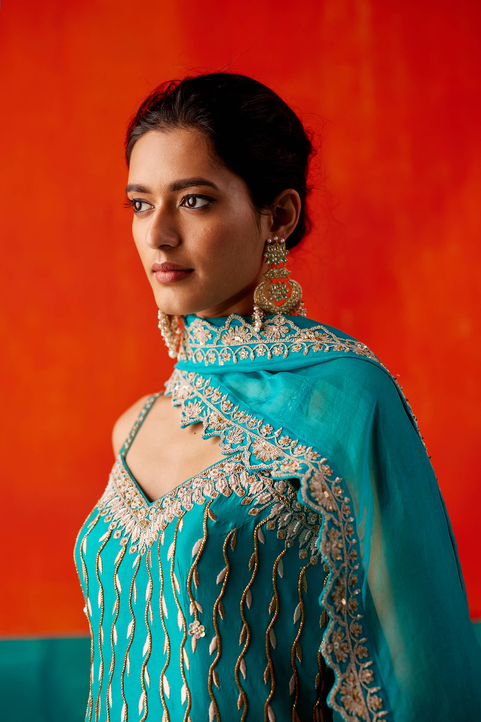 Turquoise Sharara Set