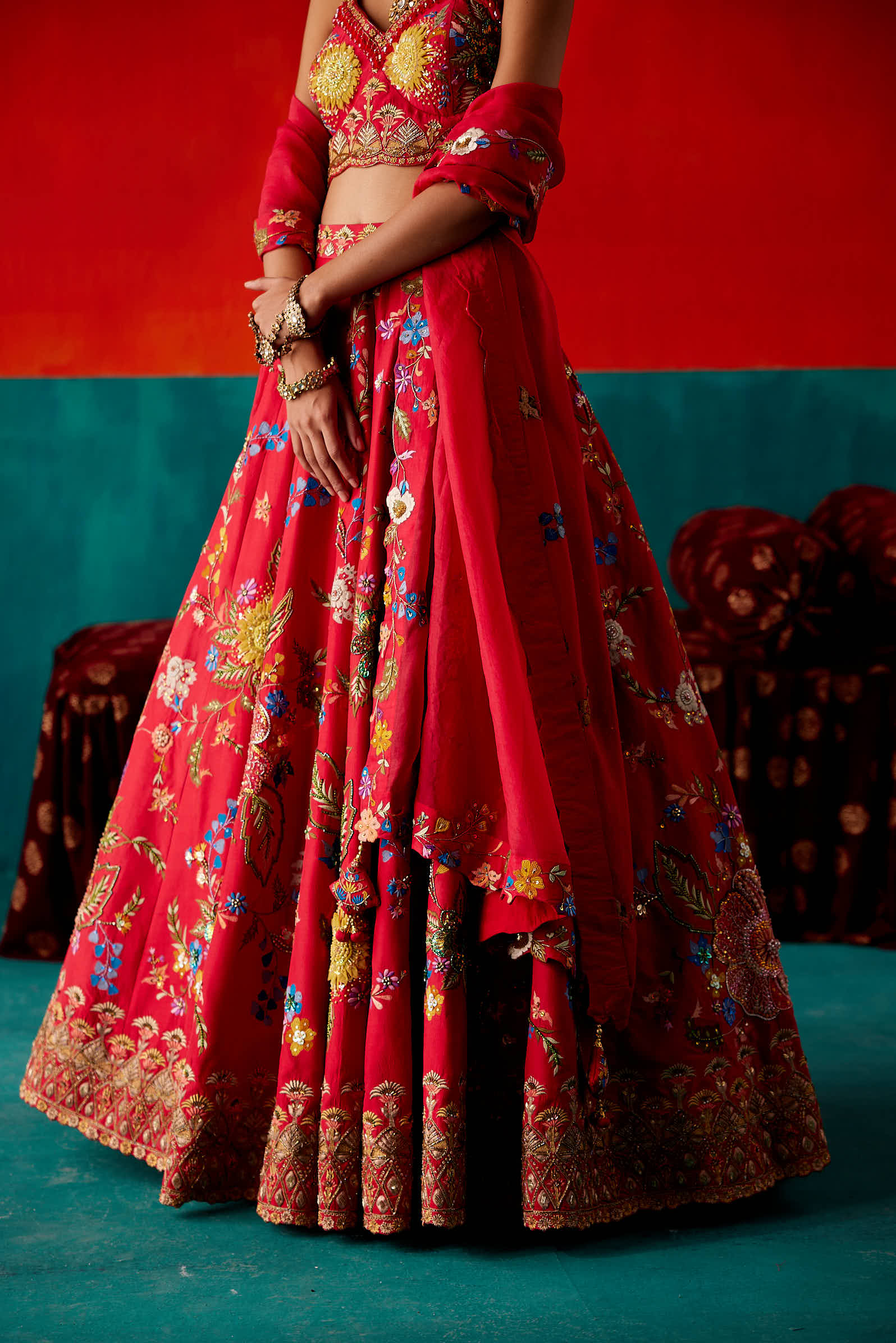 Amaranth Red Lehenga Set