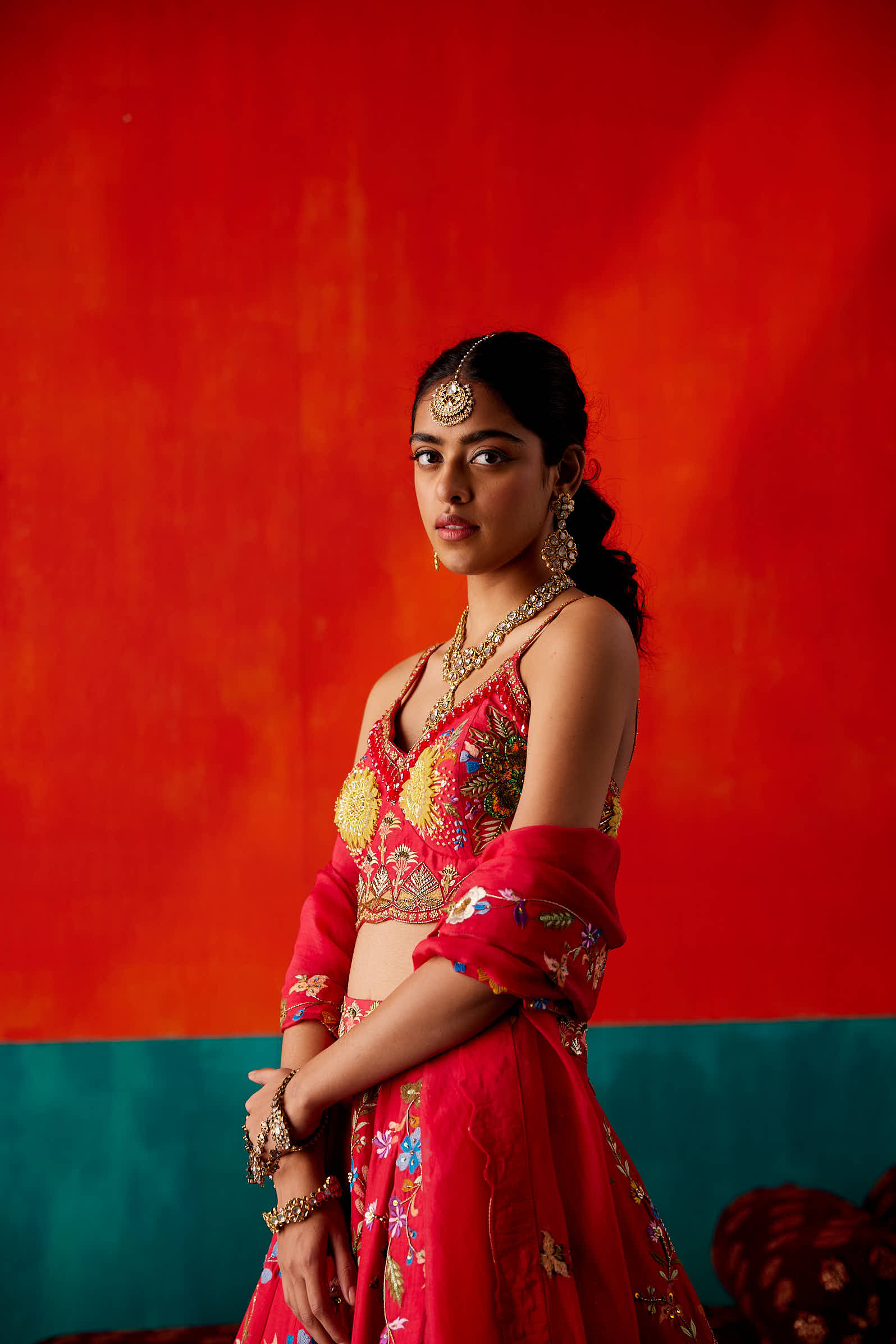 Amaranth Red Lehenga Set