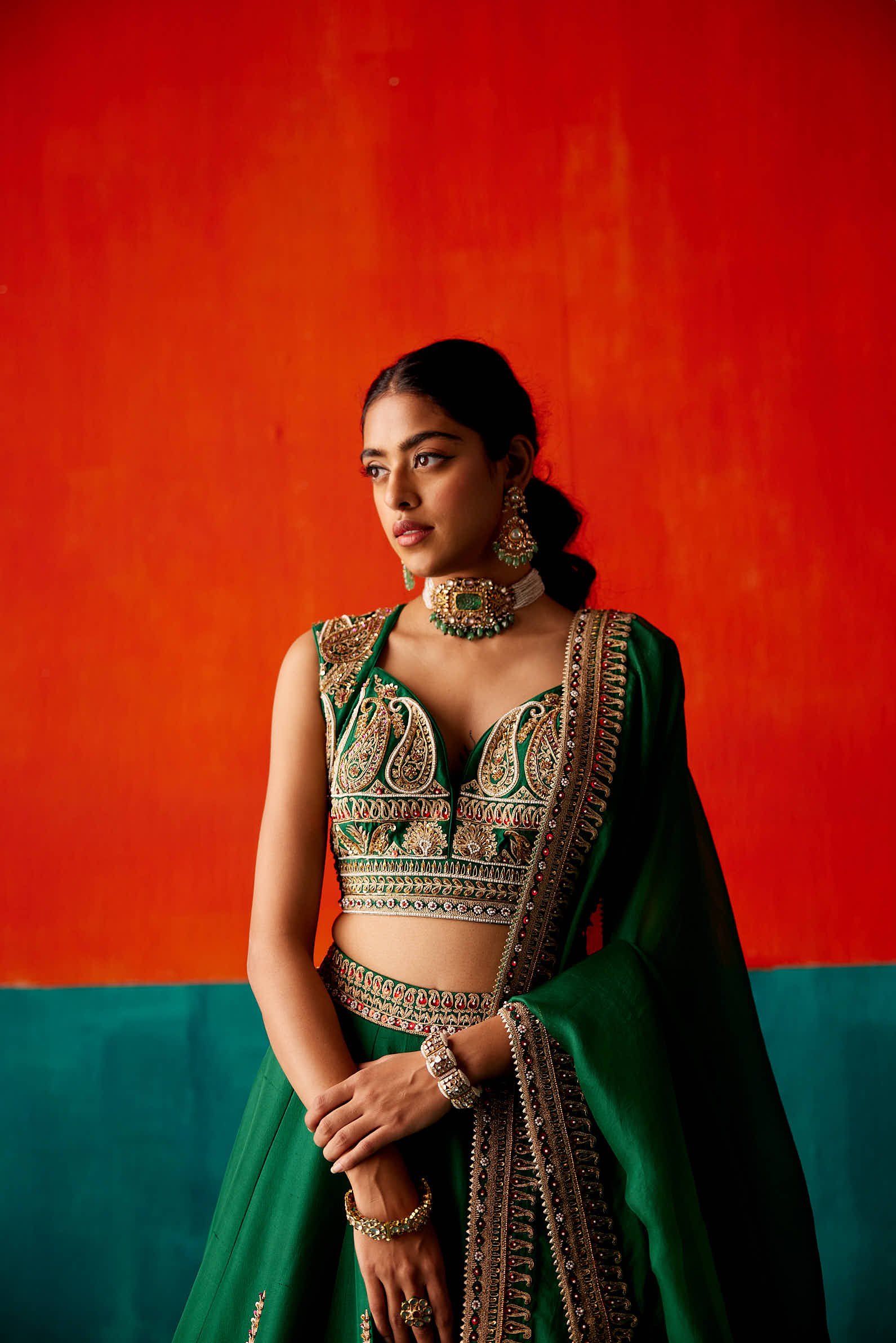 Dark Green Lehenga Set