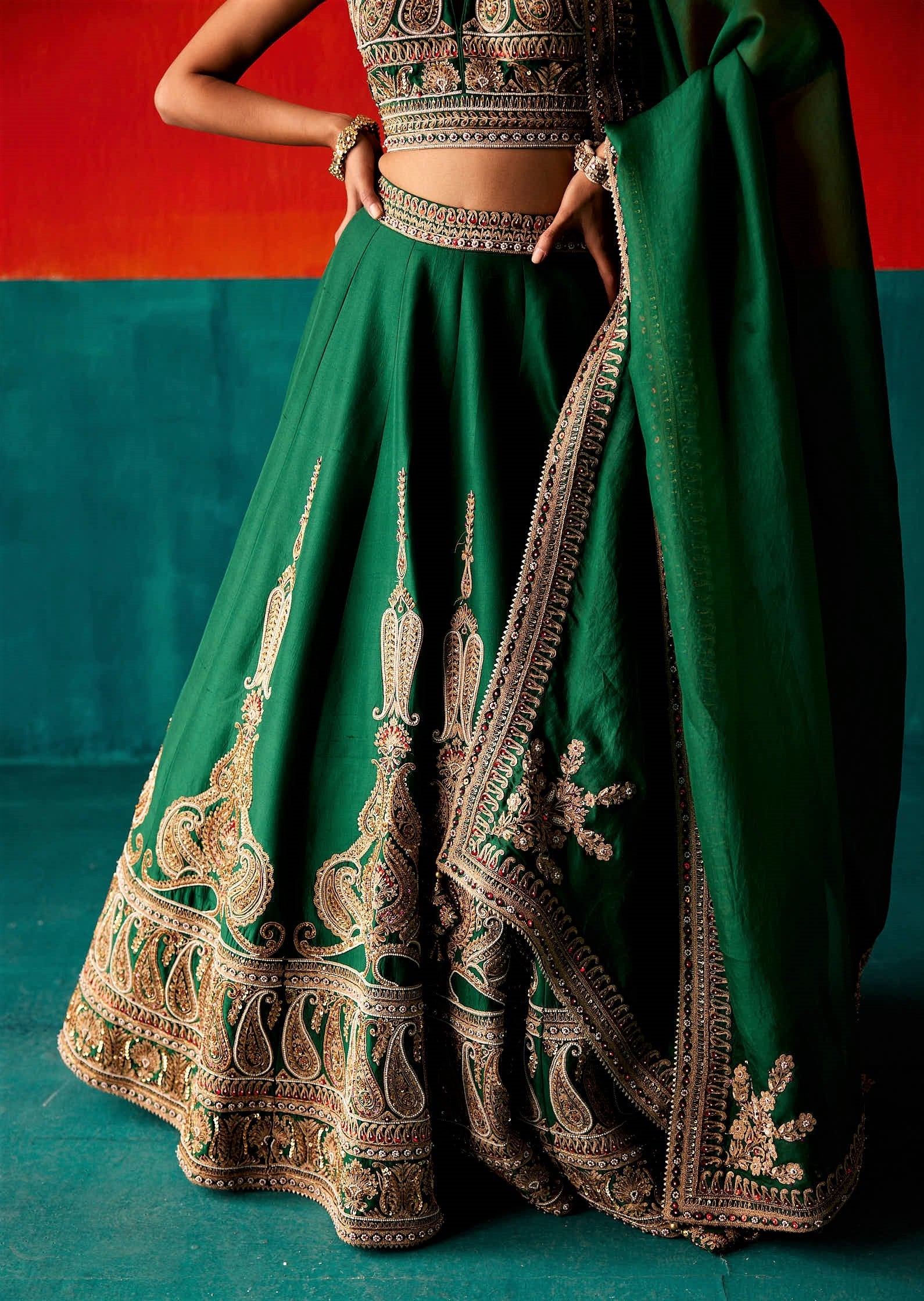 Dark Green Lehenga Set