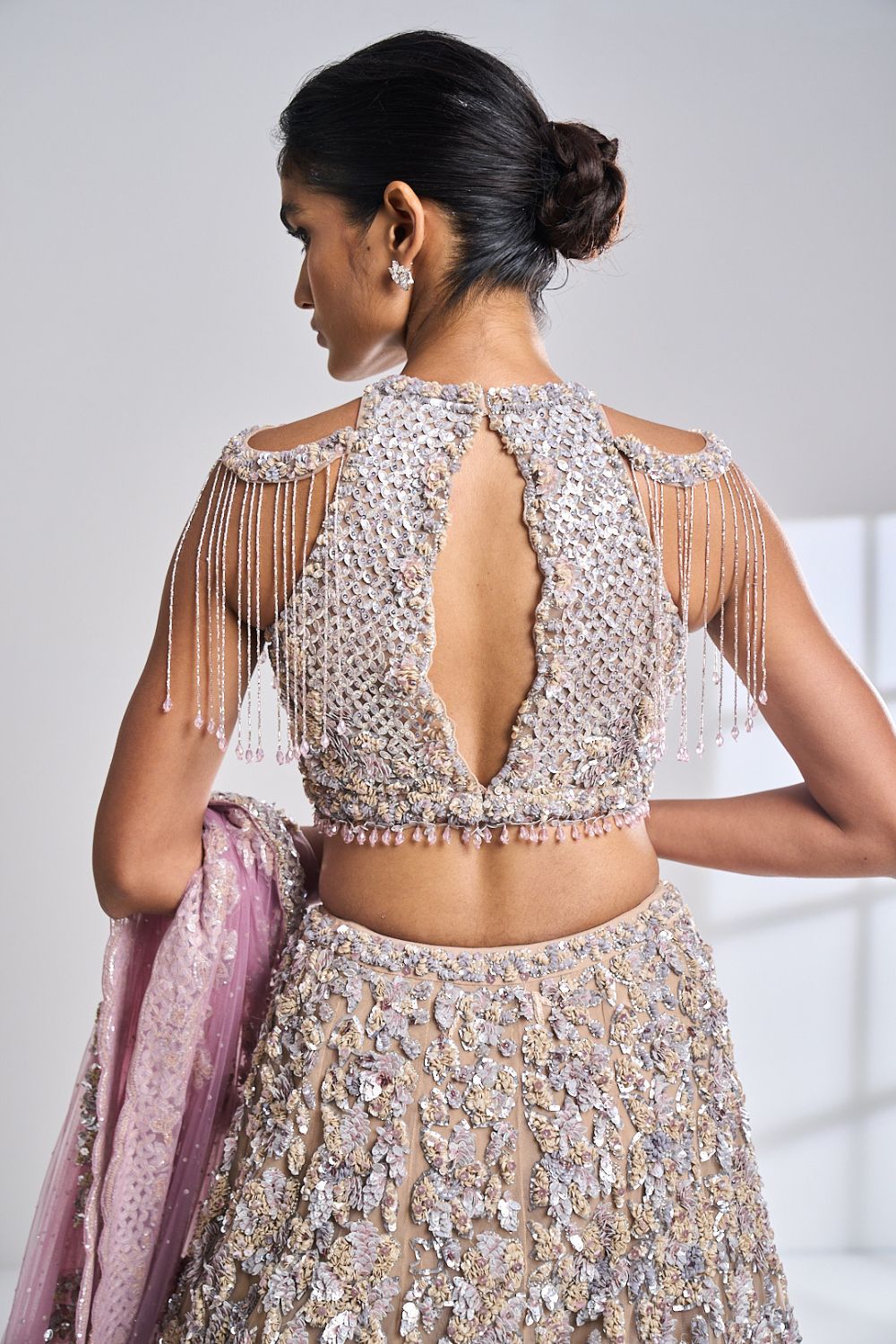 Nude Sequin Lehenga Set