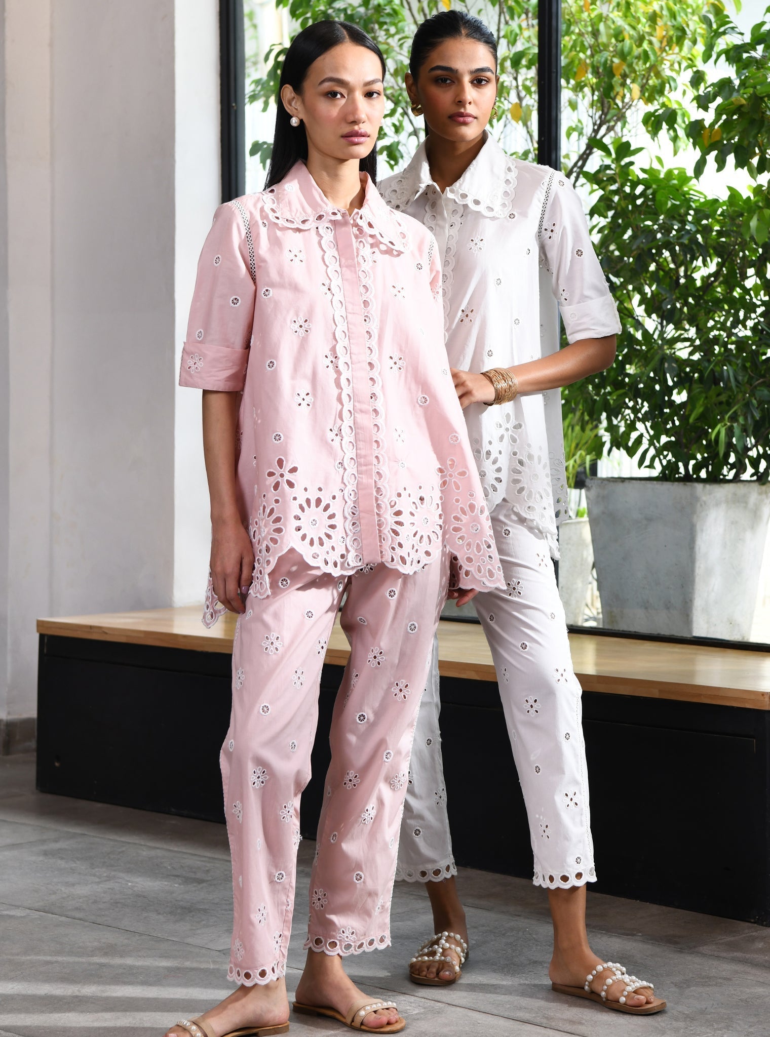 Mulmul Cotton Carlisle Pink Shirt With Carlisle Pink Pant