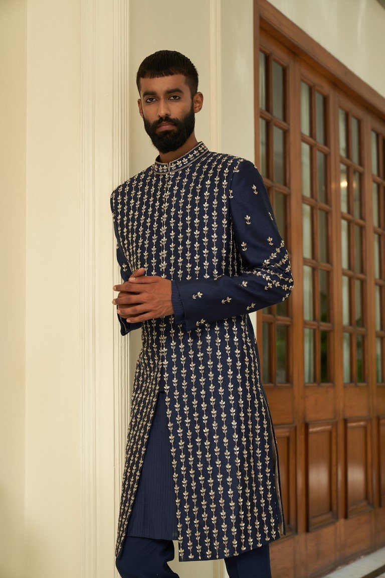 Insignia Blue Sherwani Set