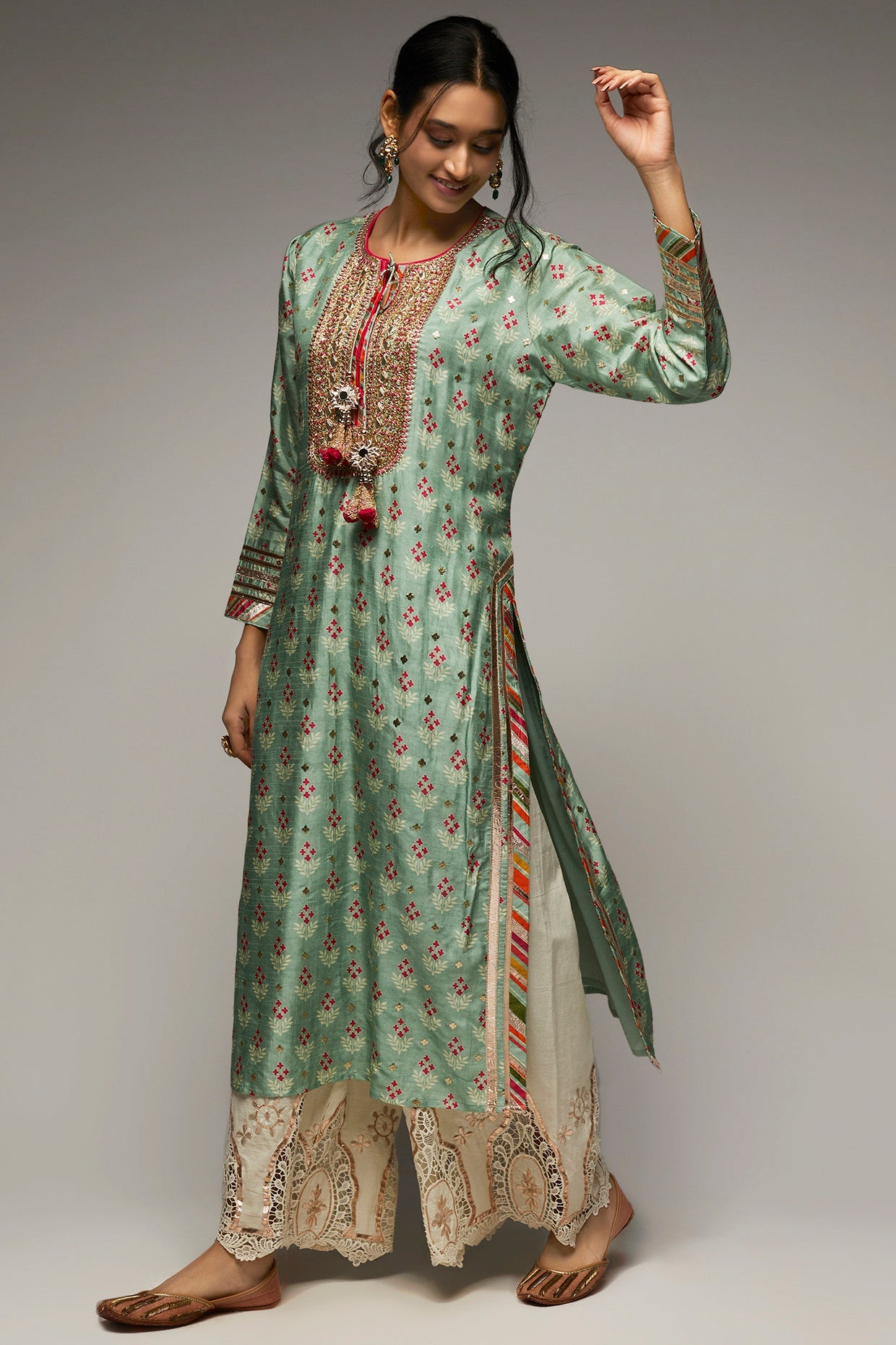 Tilla Tunic With Palazzo Mint