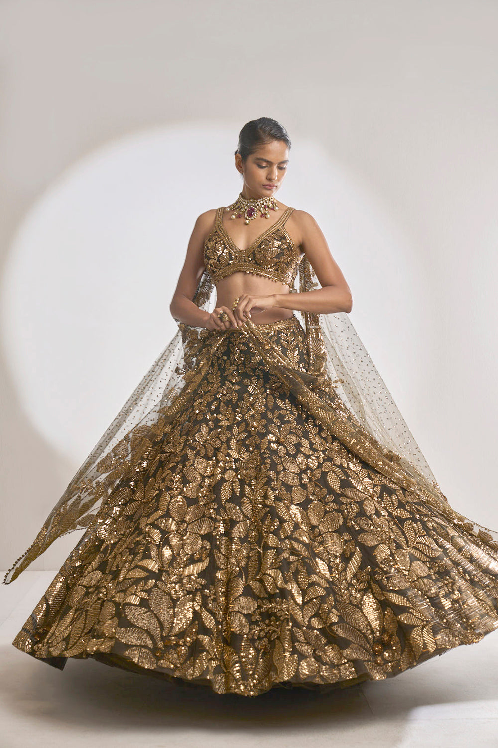 Gold Leaf Lehenga Set