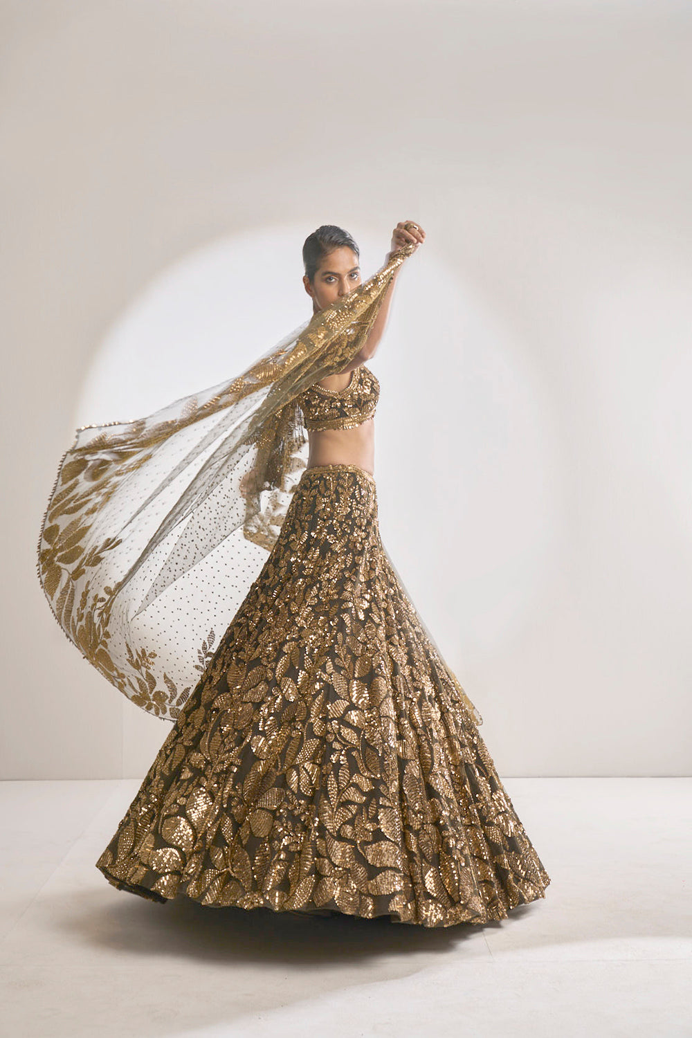 Gold Leaf Lehenga Set