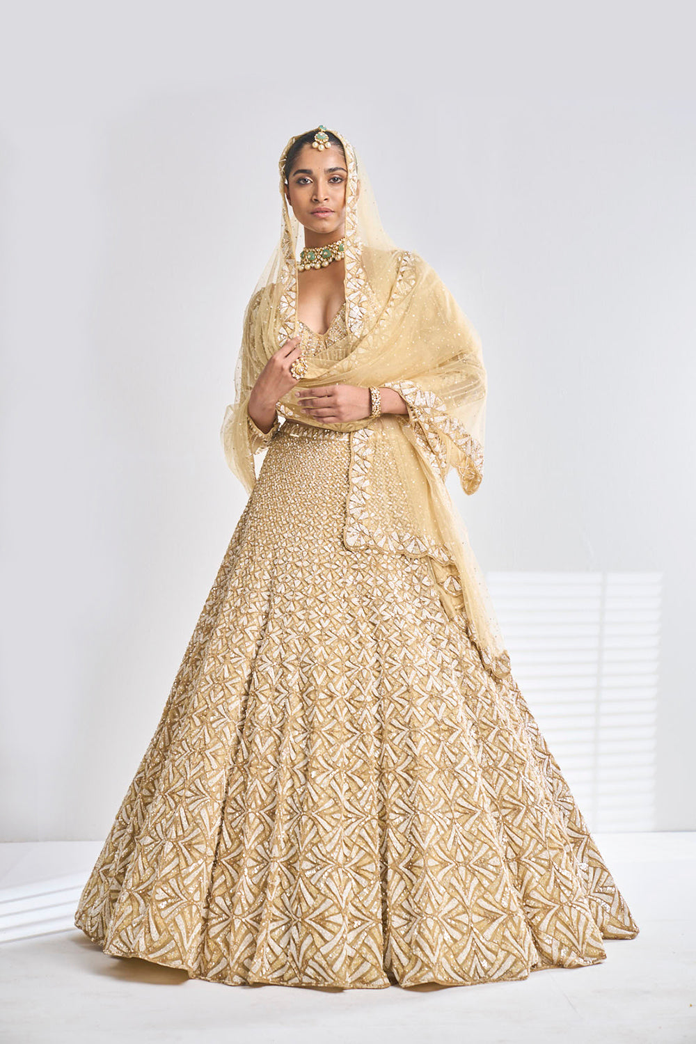 Gold Sequin Lehenga Set