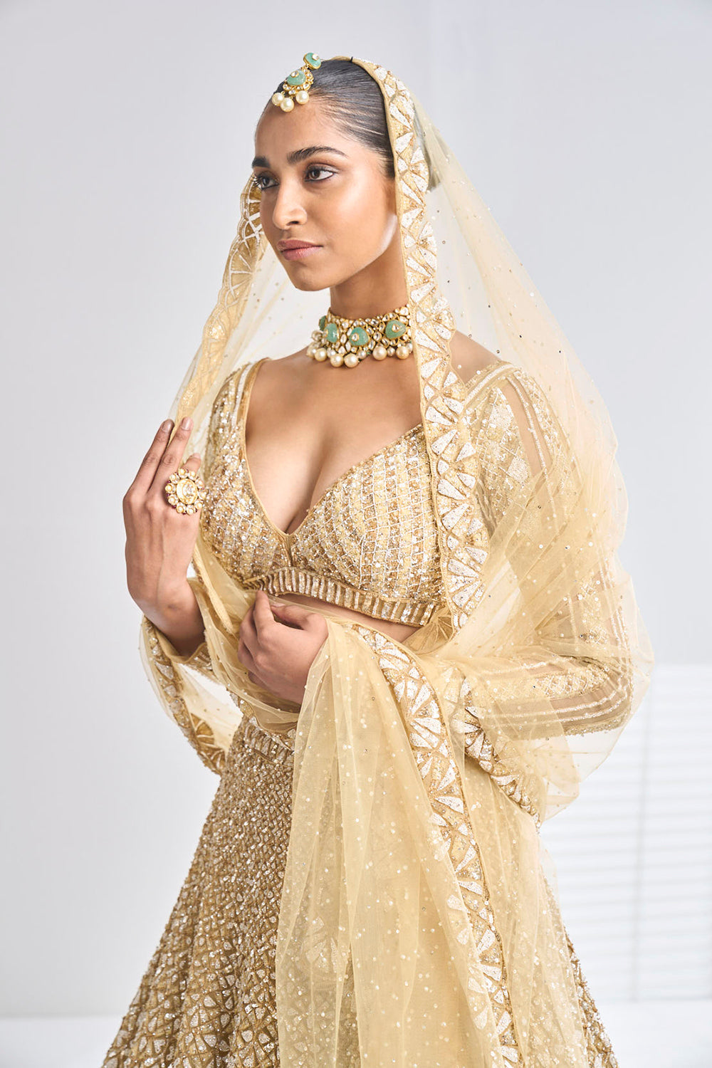 Gold Sequin Lehenga Set