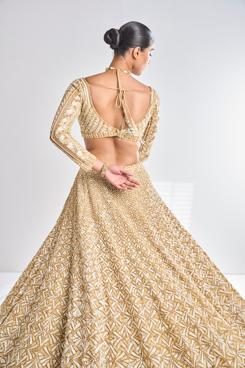 Gold Sequin Lehenga Set